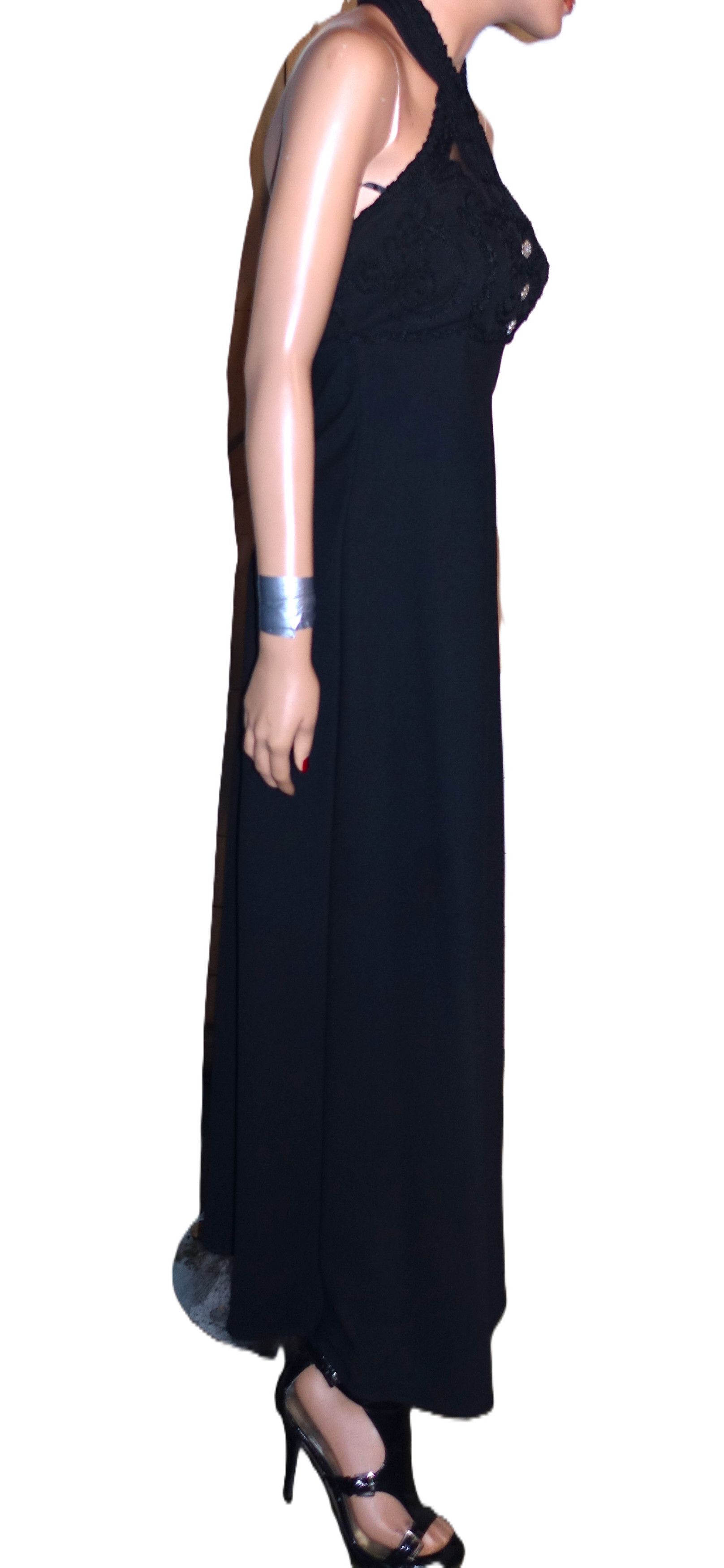 Vintage Vintage L.A. Glo Black Embroidered Bodice Maxi Dress 5/6 NWT Size M / US 6-8 / IT 42-44 - 7 Thumbnail