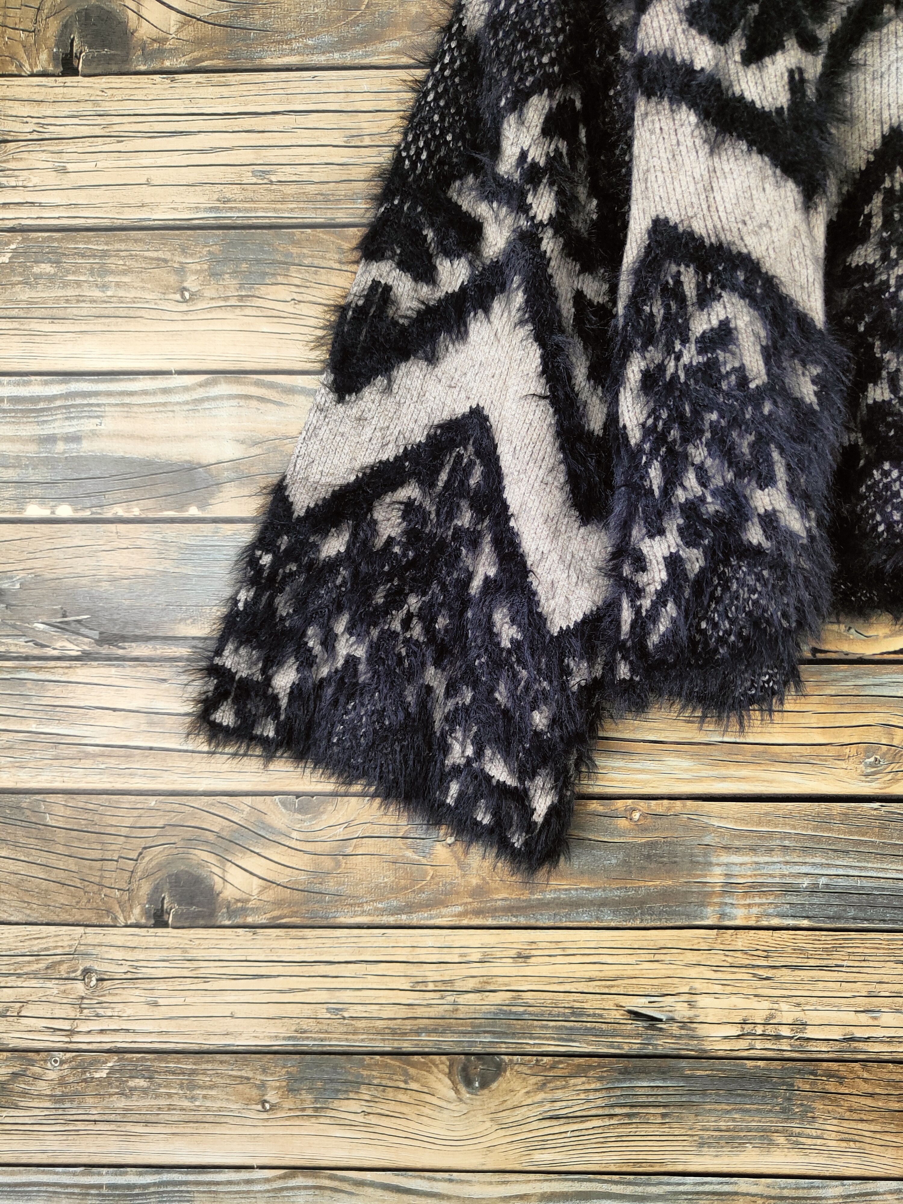 Japanese Brand DL Sevi Studio Black shaggy Fur Mohair Knitwear #46-1006 Size L / US 10 / IT 46 - 4 Thumbnail