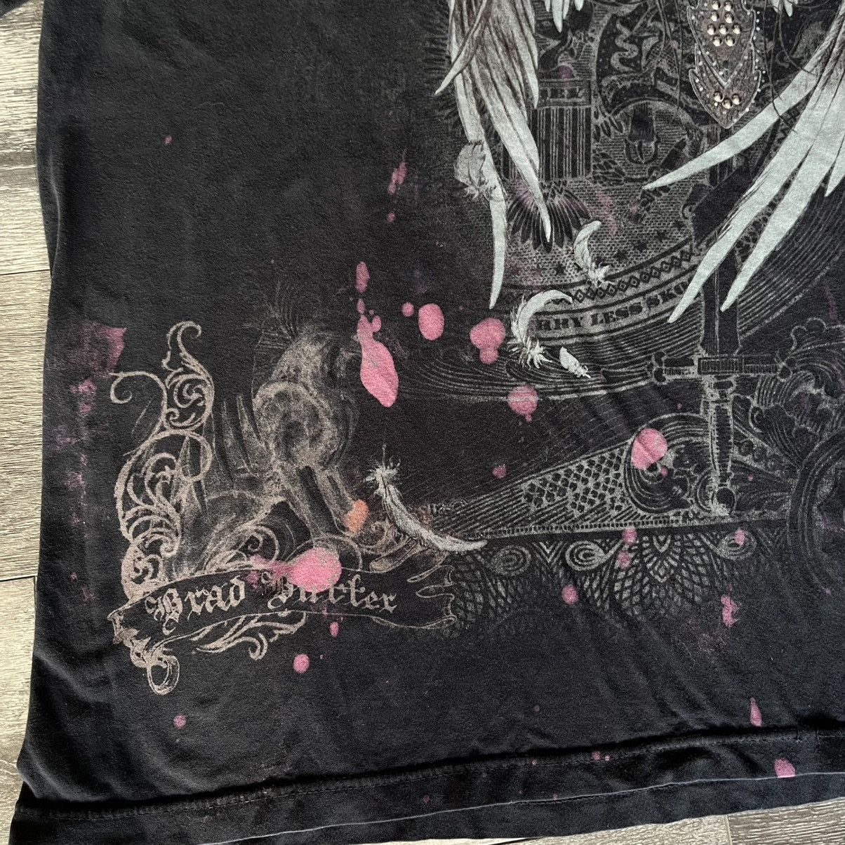 Vintage Vintage 2000s Affliction Style Brad Butter Cross V Neck Tee Size US XXL / EU 58 / 5 - 4 Thumbnail