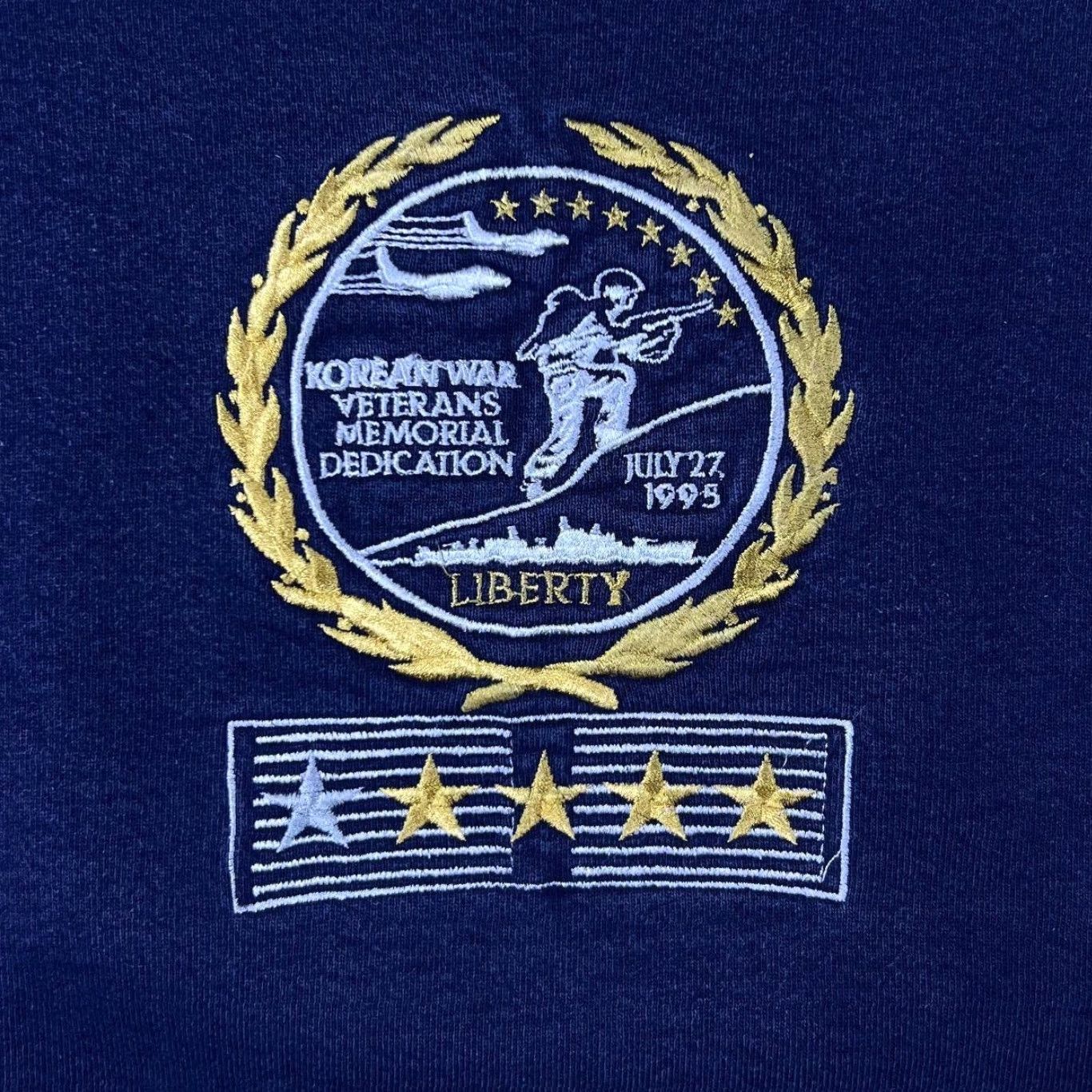Fruit Of The Loom VINTAGE Korean War Veterans Memorial 1995 Embroidered Navy Blue Sweatshirt Large Mens Size US L / EU 52-54 / 3 - 3 Thumbnail