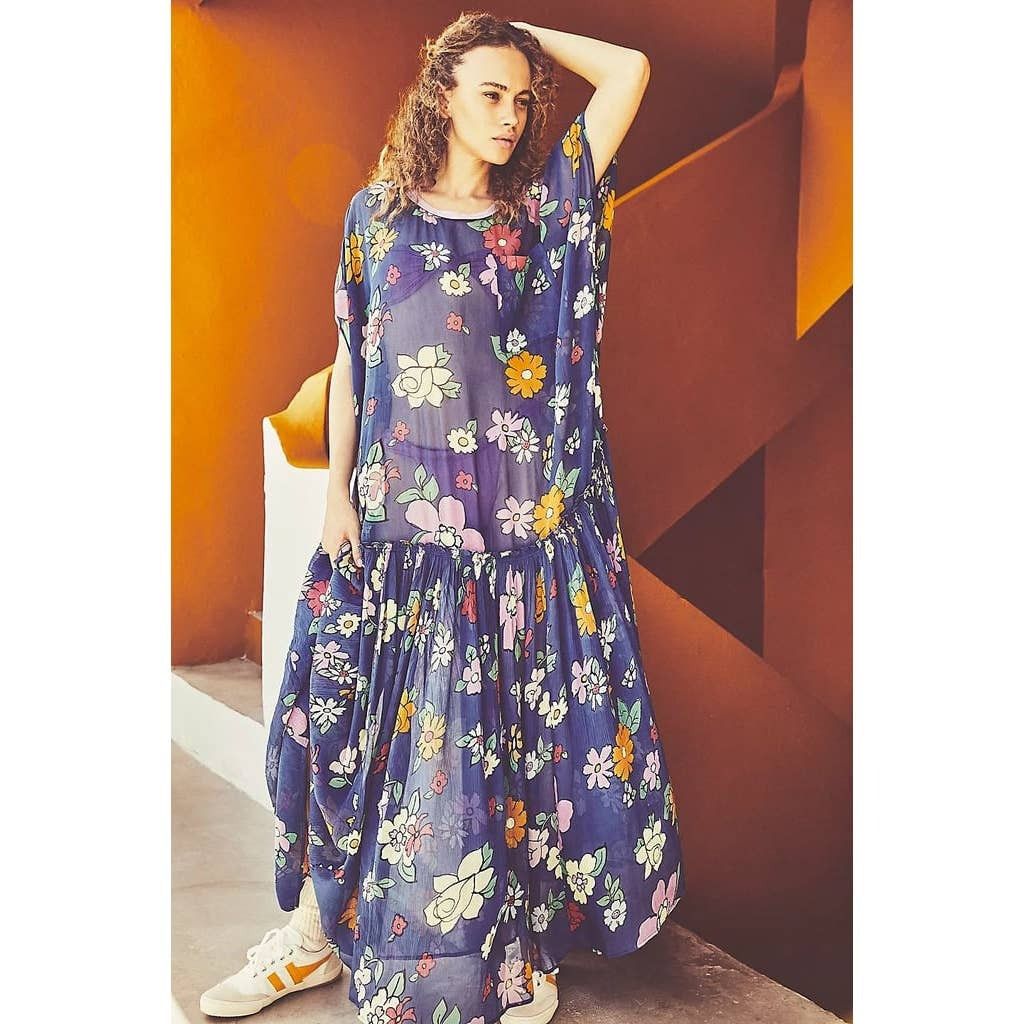 Free People New Free People Mina Retro Floral Maxi Dress Chiffon $298 XS Size XS / US 0-2 / IT 36-38 - 4 Thumbnail