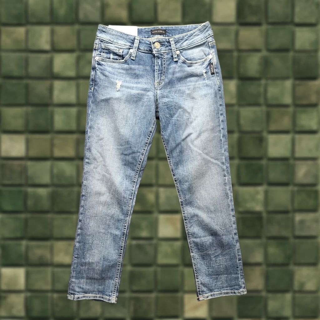 Silver Jeans Co. Silver Jeans Capri Womens 26x22 Suki Curvy Mid Rise Distressed Stretch Denim Blue 5-Pocket Mens? Womens Size 26" / US 2 / IT 38 - 1 Thumbnail