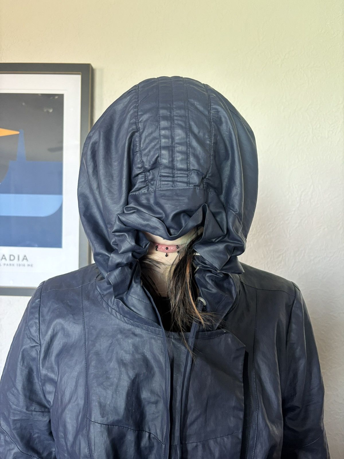 Marithe + Francois Girbaud Women’s vintage IT40 Girbaud navy trench coat, coated Size S / US 4 / IT 40 - 6 Thumbnail