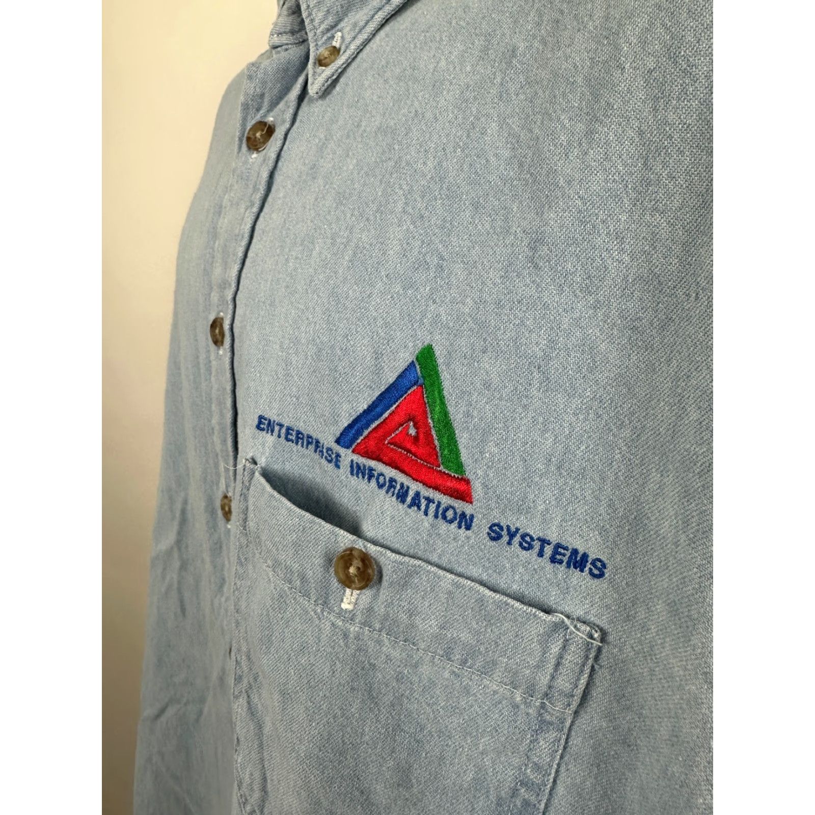 Denime VINTAGE Three River Denim Shirt Mens XL Oversized Button-Up Collared Blue 2000s Y2K Hipster Casual Business Size US XL / EU 56 / 4 - 2 Thumbnail