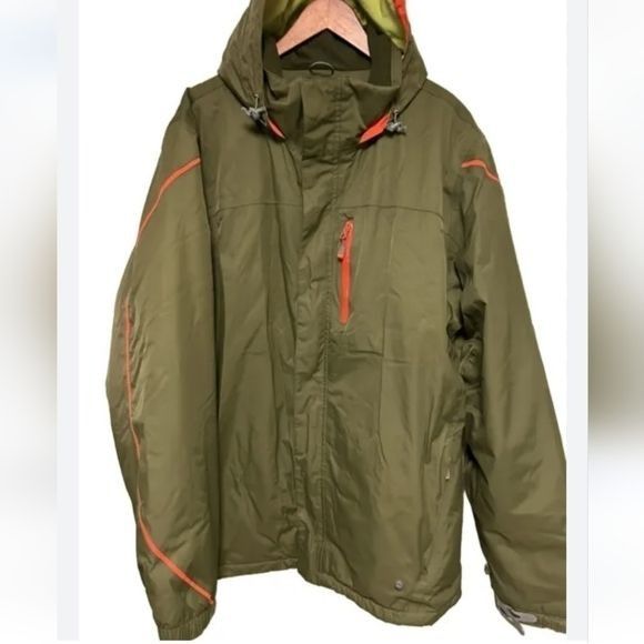 Vintage Lands' End Cinchable Hooded Army Green/Orange Zip Pockets Sz Size US M / EU 48-50 / 2 - 2 Thumbnail