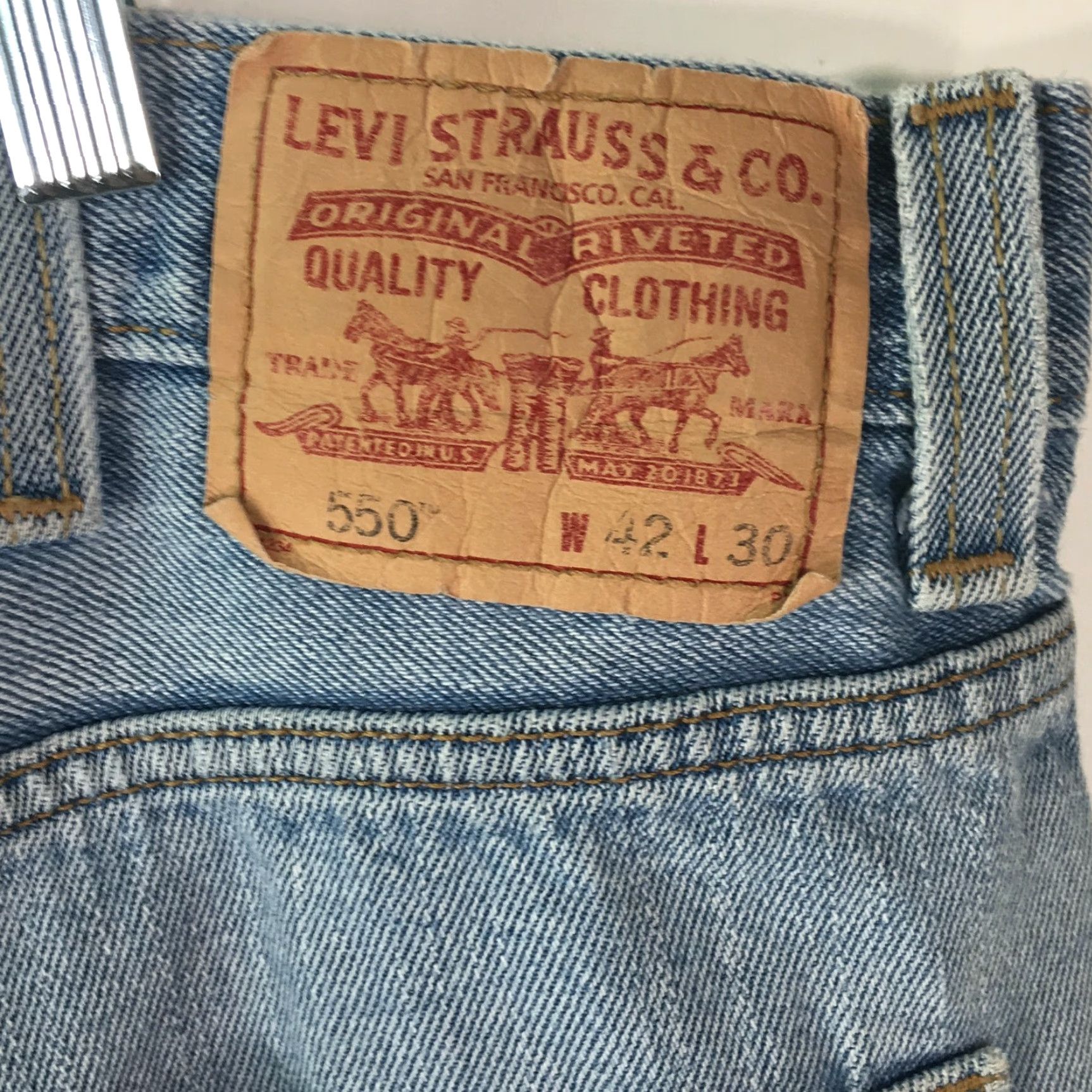 Levi's Levi's 550 Relaxed Fit Straight Leg Blue Denim Jeans 42X30 Mens Size US 42 / EU 58 - 6 Thumbnail