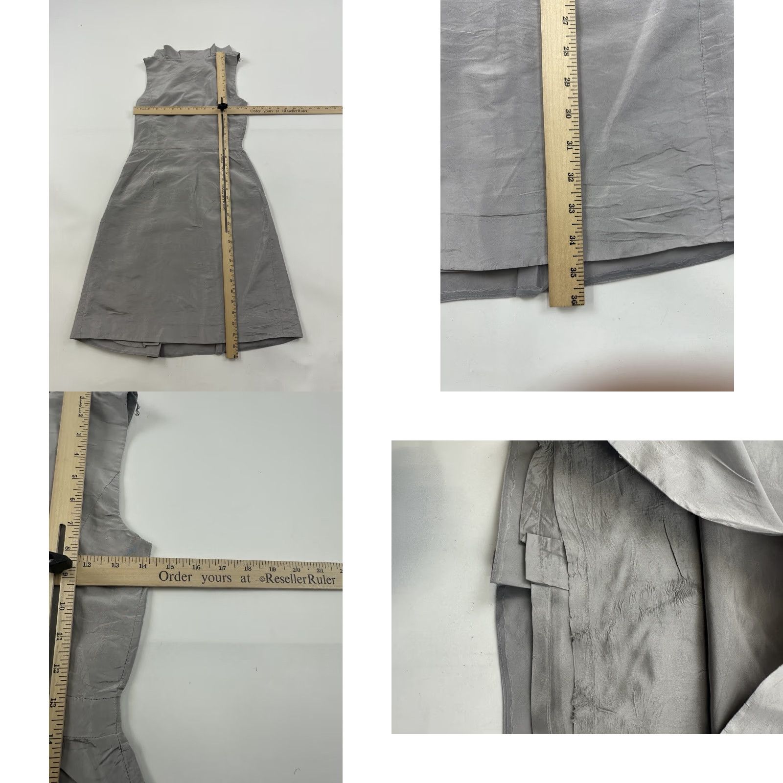 J.Crew J.CREW Dress Womens 4 Gray Silk Sleeveless Ruffle A-Line Zip Short - Side Zip Womens Size S / US 4 / IT 40 - 8 Thumbnail