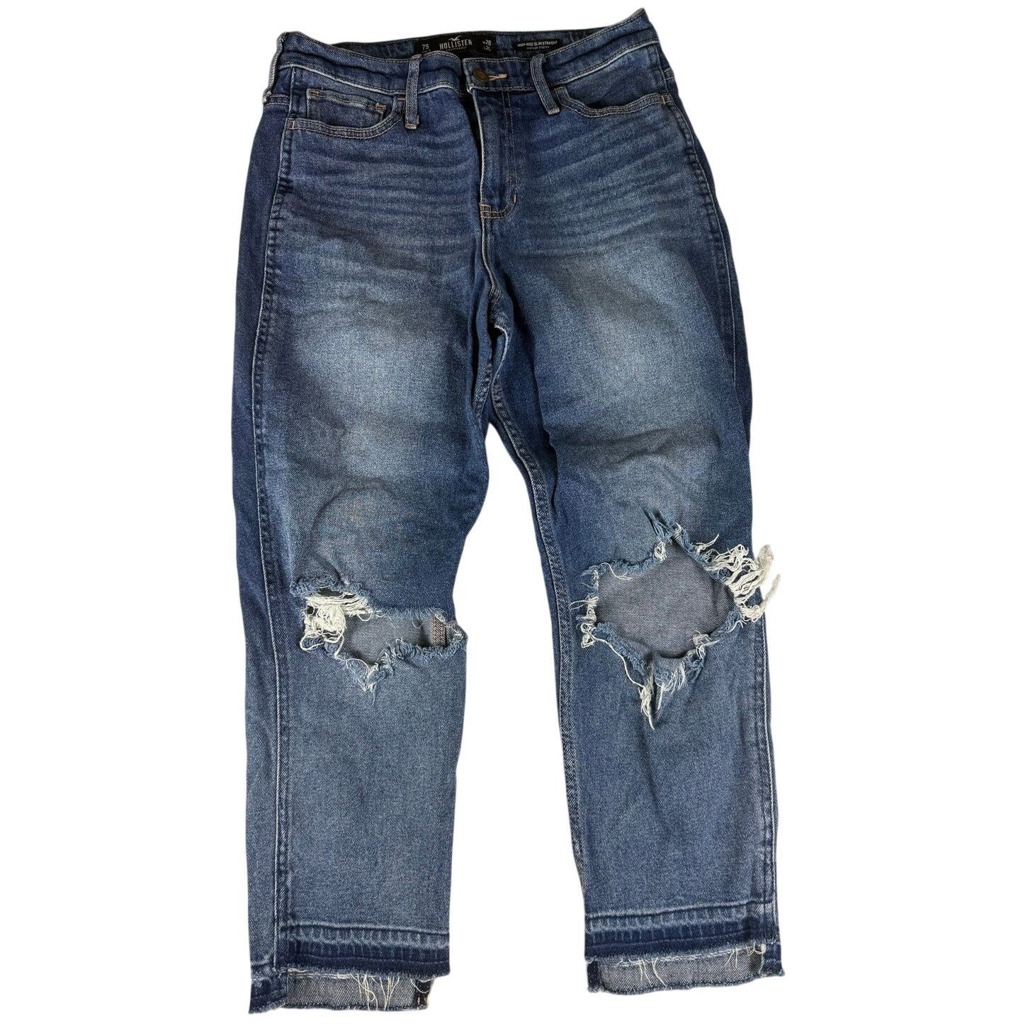 Hollister Hollister Cropped High-Rise Slim Straight Jeans 7S w28 L25 Size 28" / US 6 / IT 42 - 1 Thumbnail