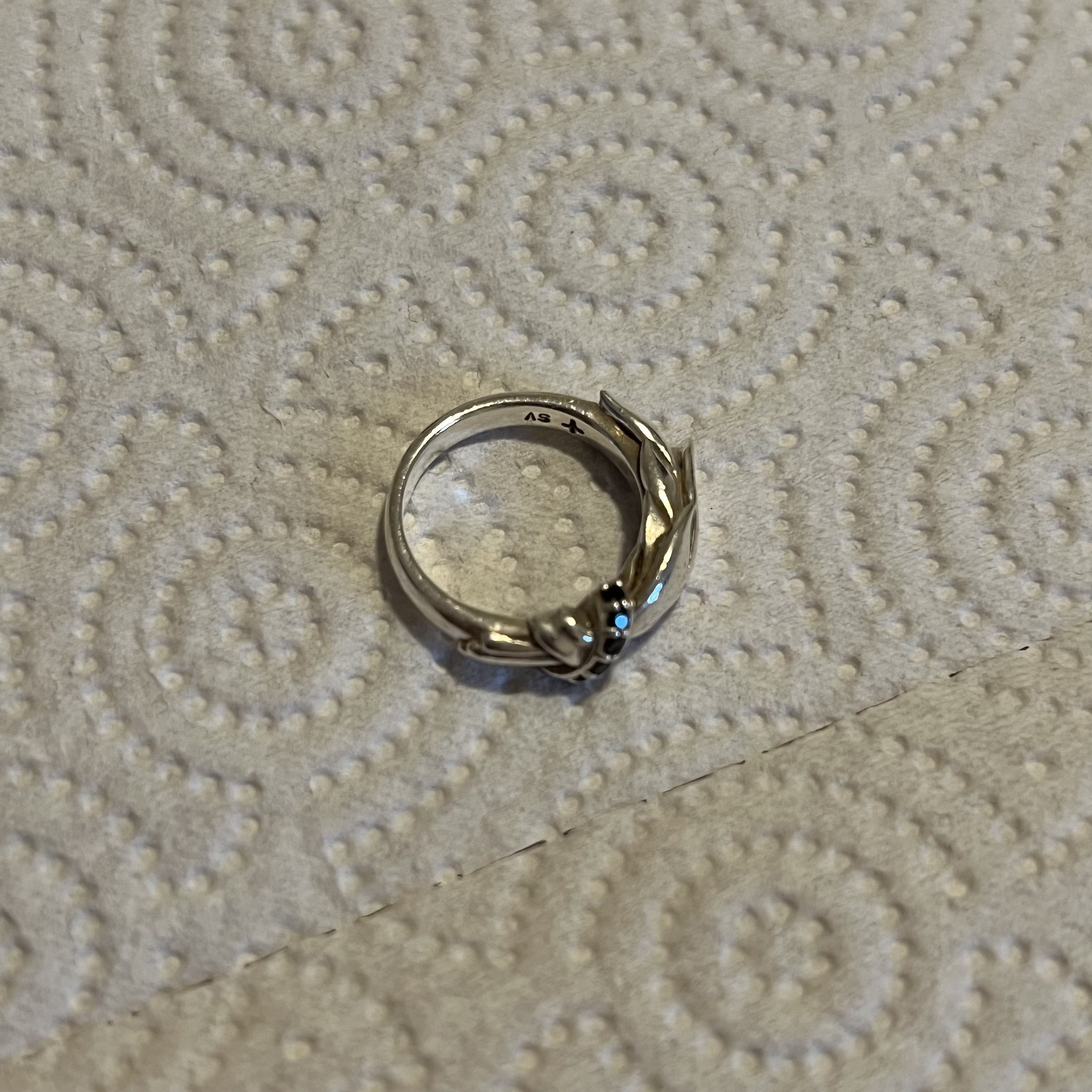Japanese Brand KONRON Feather Stone Ring / Silver / Sz 5 Size ONE SIZE - 9 Thumbnail