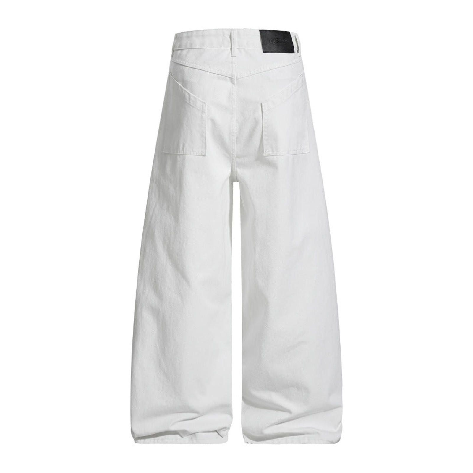 Japanese Brand White Wide Leg Jeans, High Waist Button Fly Denim Pants Size US 30 / EU 46 - 2 Thumbnail