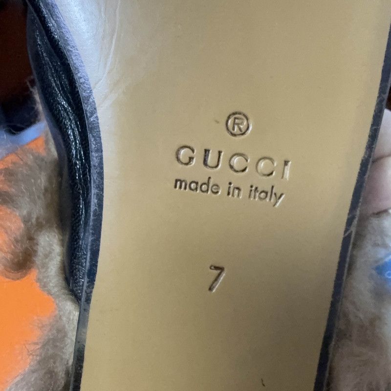 Gucci Gucci Princetown Black Fur Lined Slippers - Size US 8 / EU 41 - 5 Thumbnail