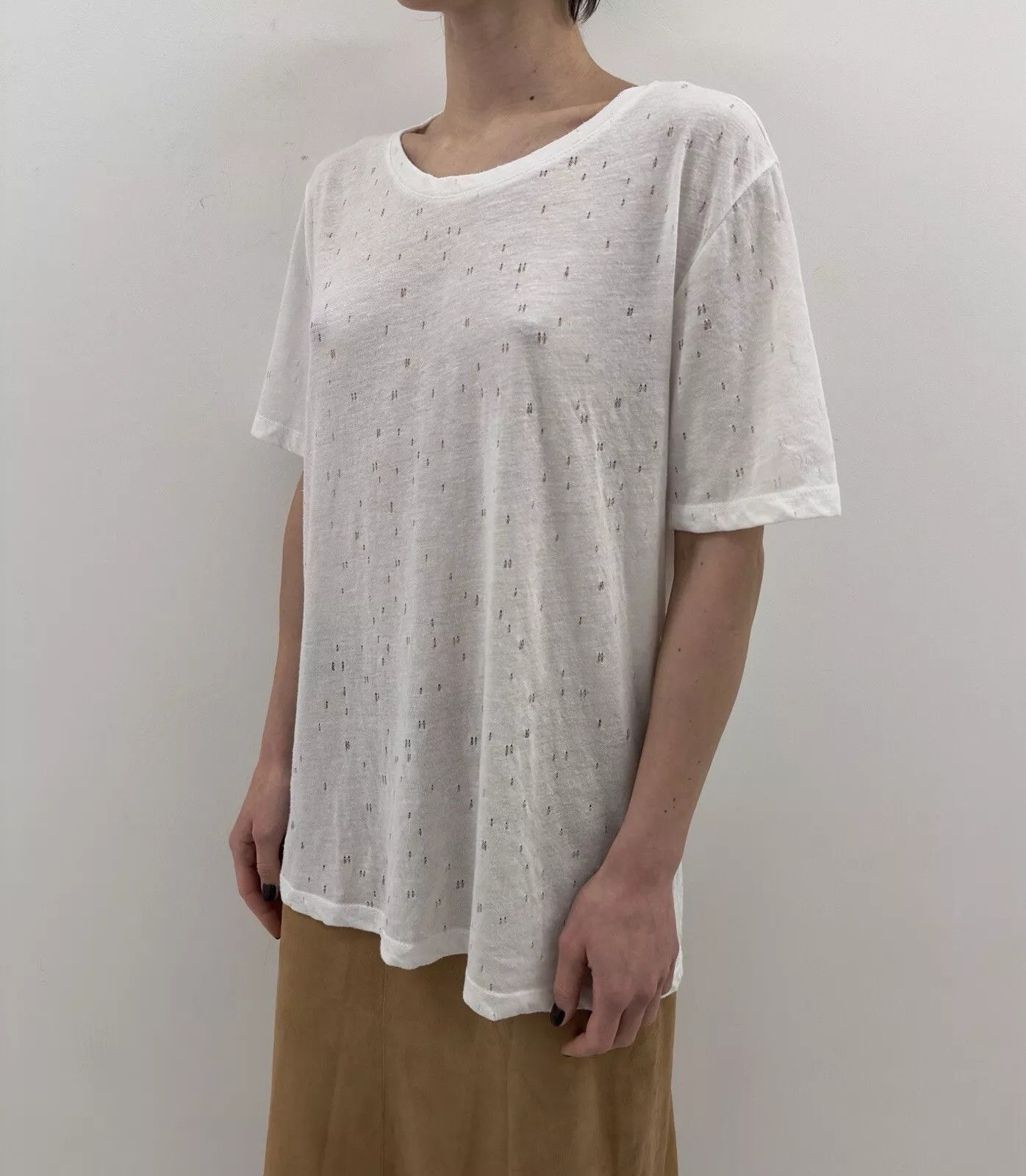 T by Alexander Wang T Alexander Wang Womens Distressed T-shirt Tee White Size M / US 6-8 / IT 42-44 - 2 Thumbnail