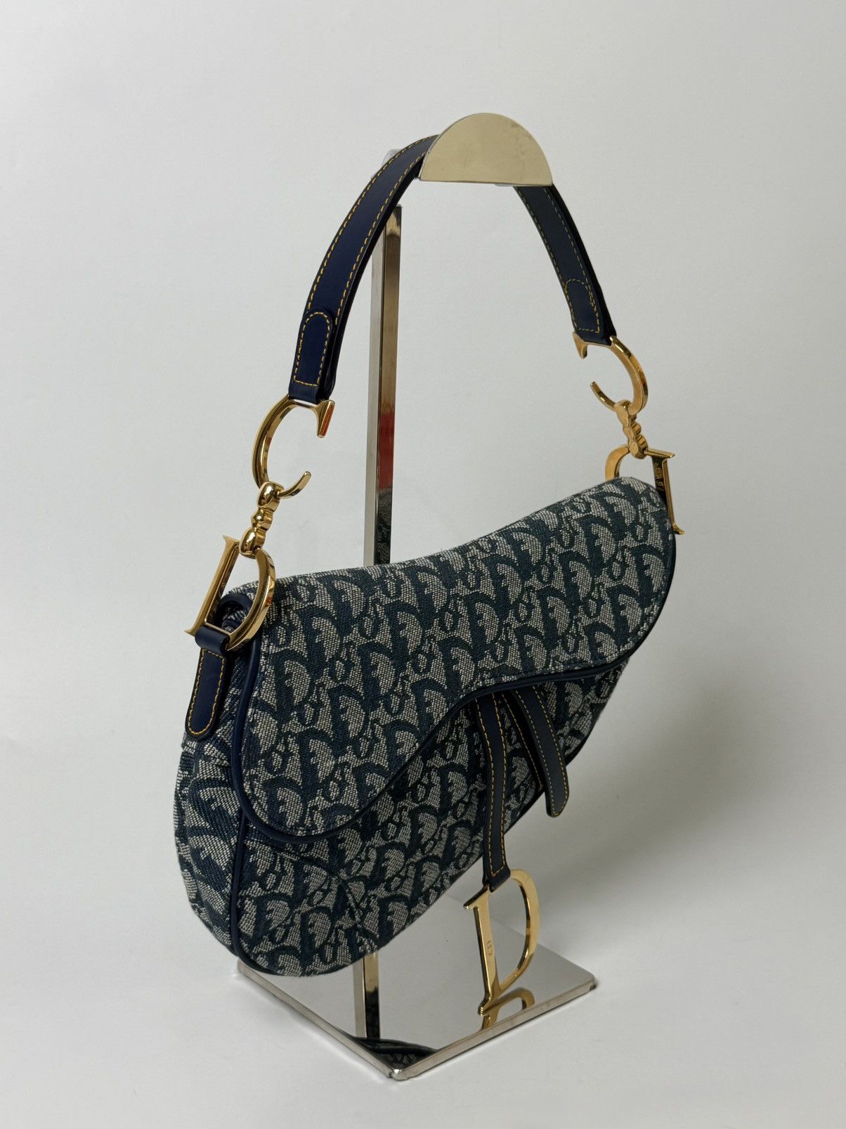 Dior 2000’s Dior Blue Oblique Saddle Bag Rare Lining Size ONE SIZE - 5 Thumbnail