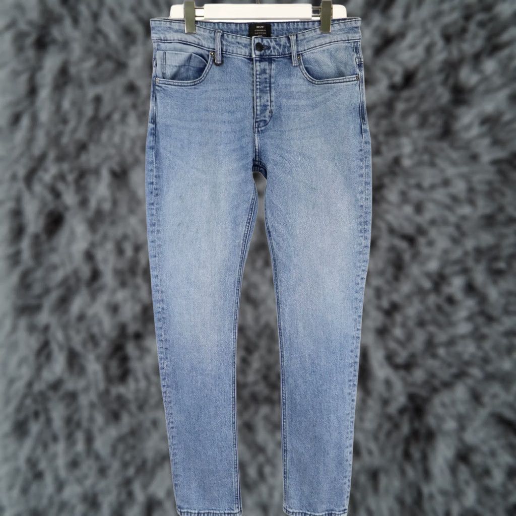 Vintage NEUW Lou Slim Jeans Men's W32/L32 Faded Whiskers Button Fly Stretch Blue Jeans Slim Men W32 L32 Size US 32 / EU 48 - 1 Thumbnail