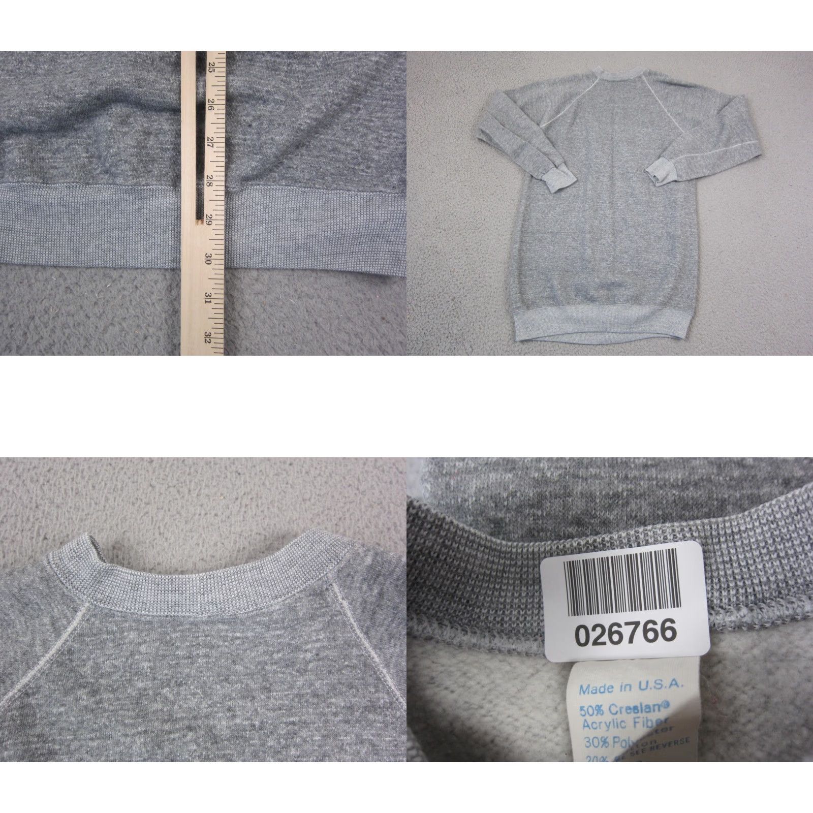 Vintage VINTAGE Sweatshirt Mens LT Gray Thermal Fleece Made in USA 60s Crew Neck Long Sleeve Pullover 90s Outdoor Sports USA Men Shirt Size US L / EU 52-54 / 3 - 8 Thumbnail