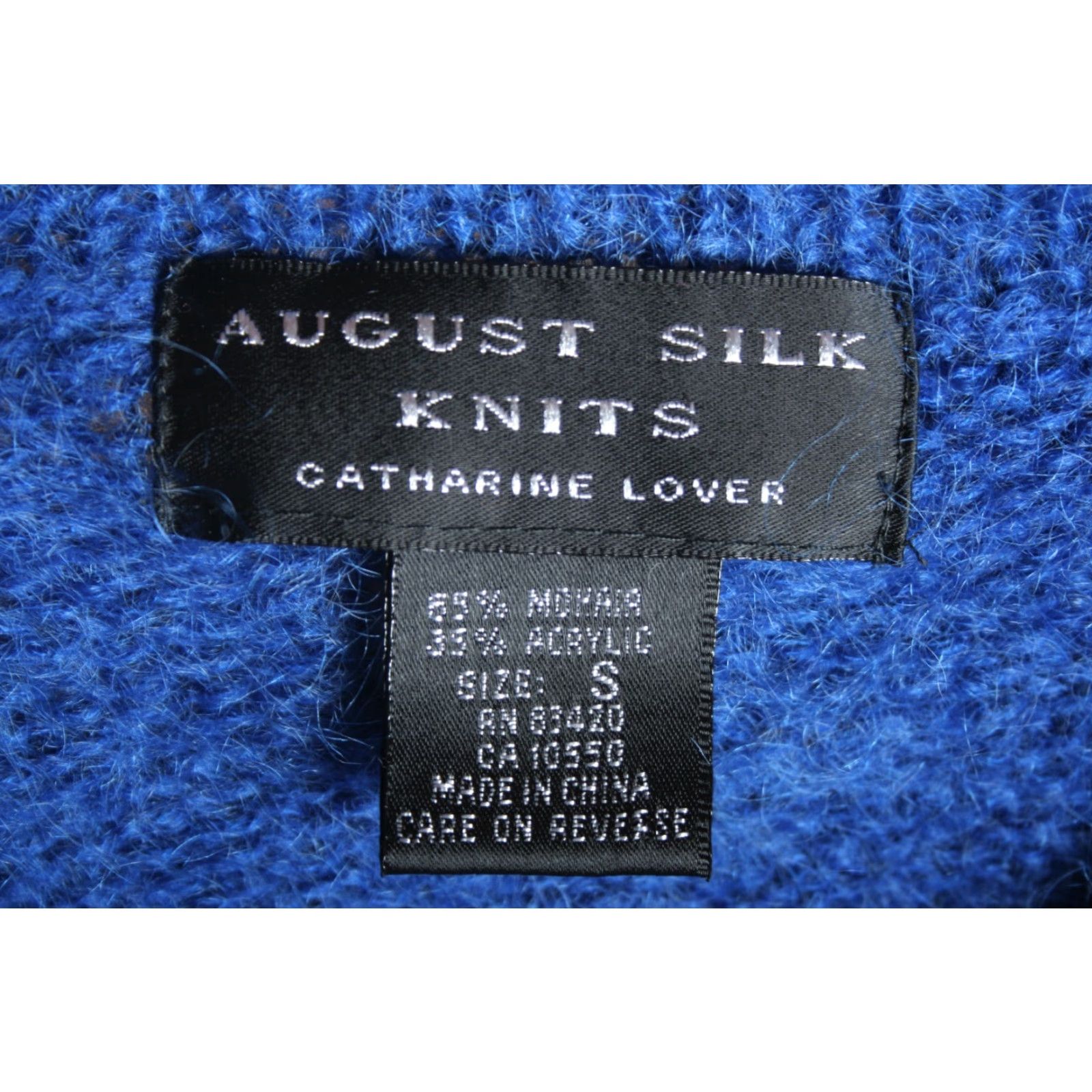 Vintage AUGUST SILK KNITS Catherine Lover Blue Mohair Blend 3/4 Sleeve Cardigan Sz. S Womens Knit Cardigan Blue Mohair Size S / US 4 / IT 40 - 7 Thumbnail