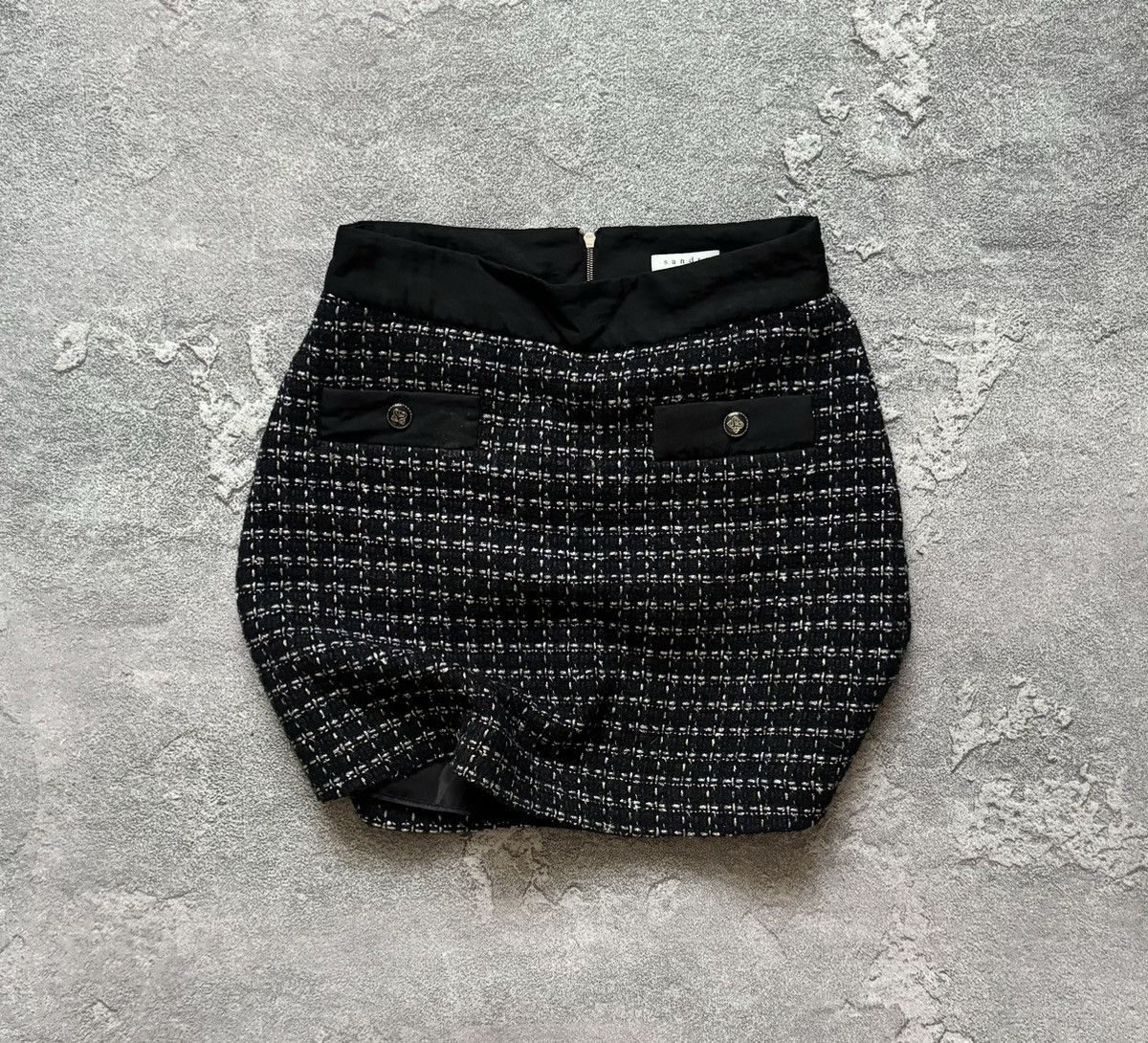 Designer × Sandro Sandro 1 tweed mini skirt chekered dark blue Size 25" / US 0 / IT 36 - 1 Thumbnail