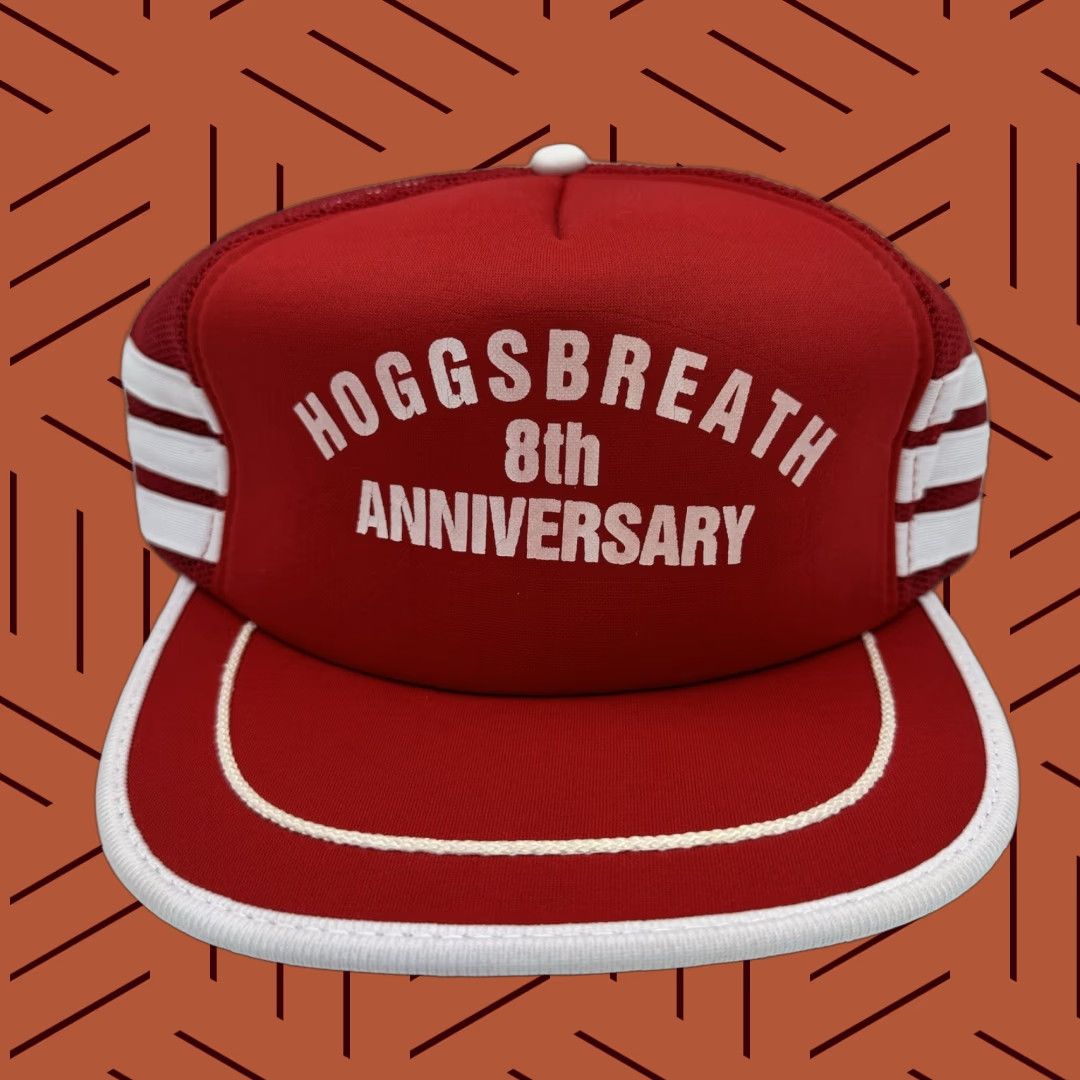 Vintage VTG HOGSBREATH SALOON 8TH ANNIVERSARY BIKER KEY WEST THREE STRIPE RARE MOTO RED SKM Size ONE SIZE - 1 Thumbnail