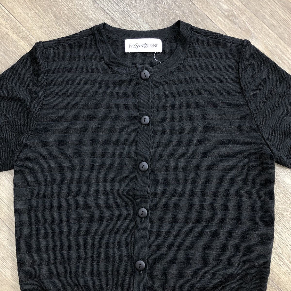 Vintage × Yves Saint Laurent Luxury Yves Saint Laurent YSL Stretch Striped Button Up Tee Size XS / US 0-2 / IT 36-38 - 2 Thumbnail