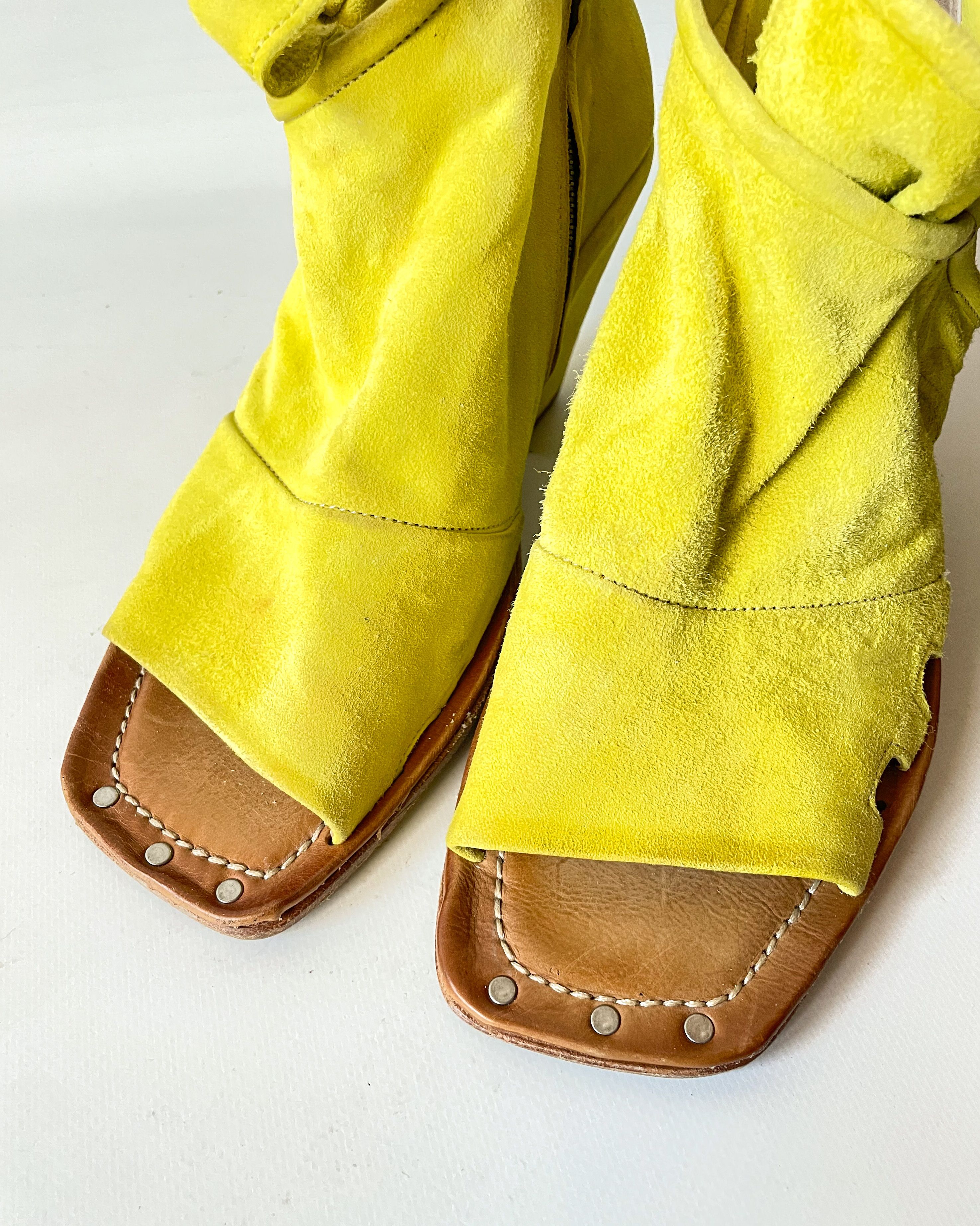 A.S.98 A.S.98 Yellow Suede Leather Sandals Size US 10 / IT 40 - 7 Thumbnail