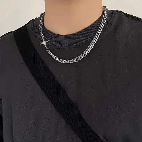 Jewelry x Racing Retro Punk Necklace in Silver, Men's