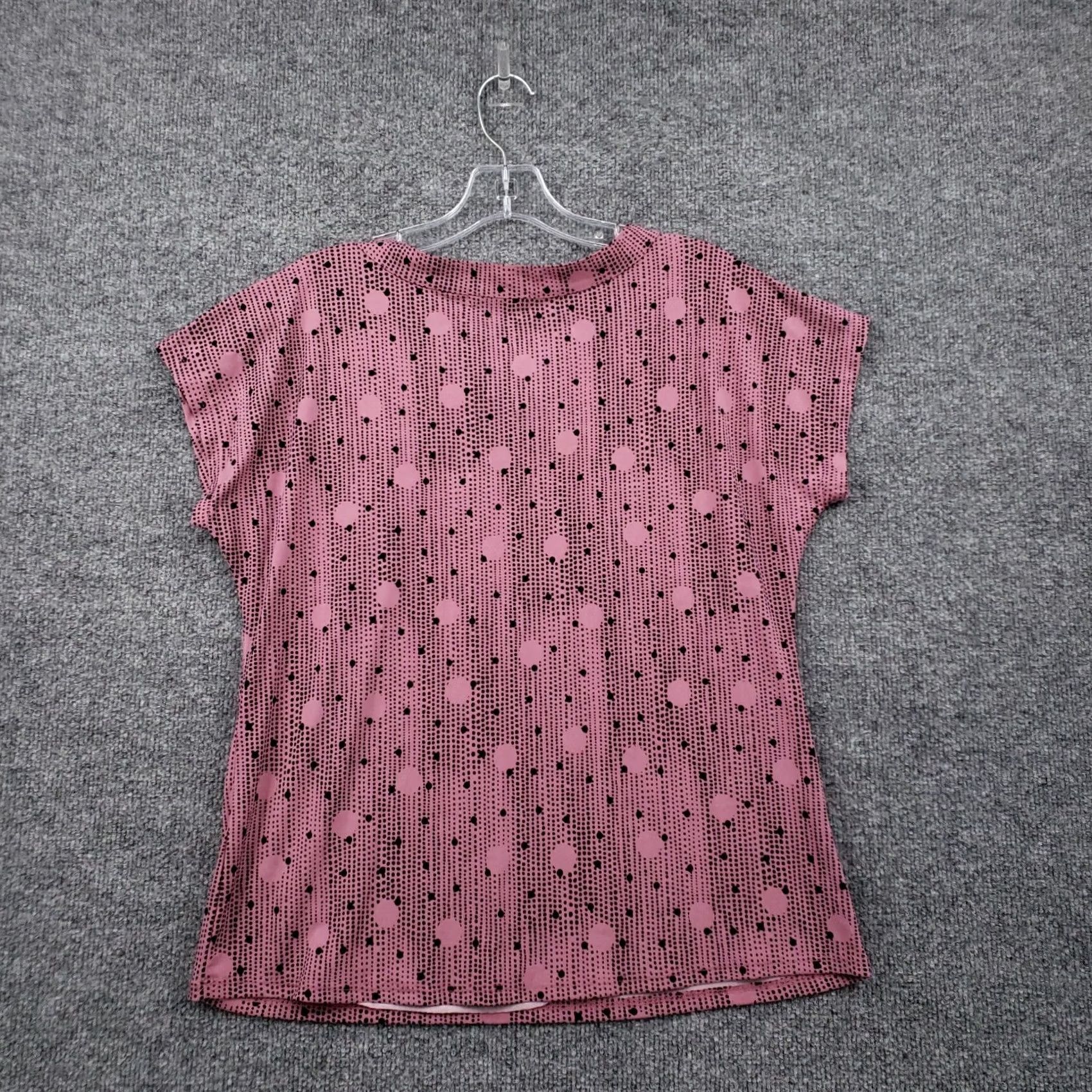Vintage Notations Blouse Women Petites Pink Polka Dot Grommet Keyhole Neck Top Casual Size M / US 6-8 / IT 42-44 - 2 Thumbnail