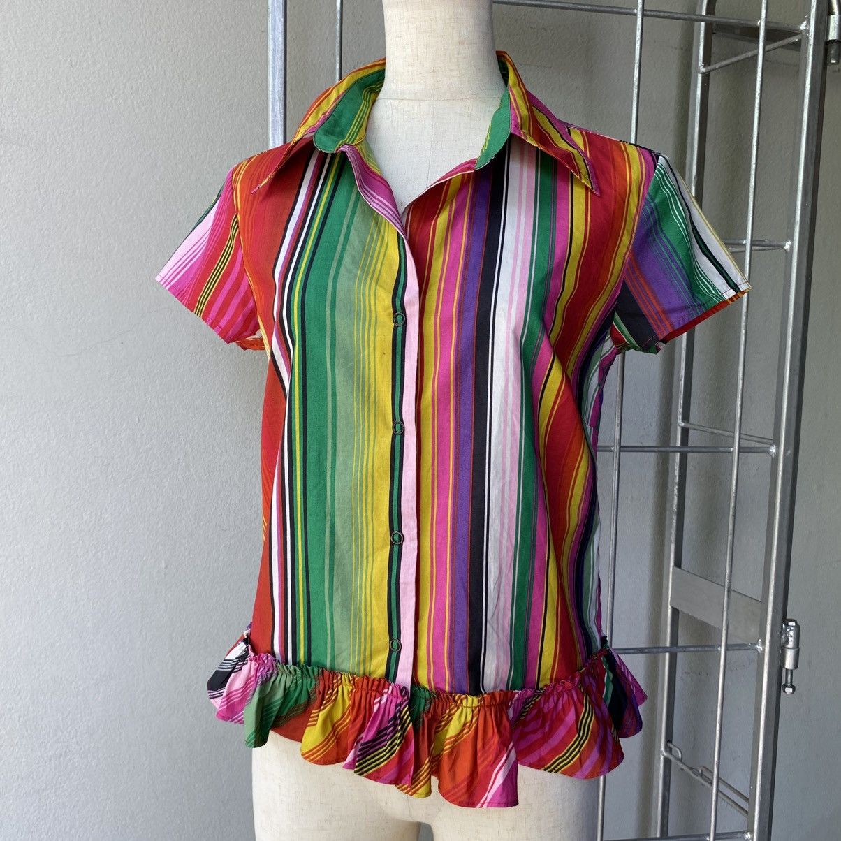 Etro ETRO Rainbow Stripe Ruffle Shirt Size S / US 4 / IT 40 - 2 Thumbnail