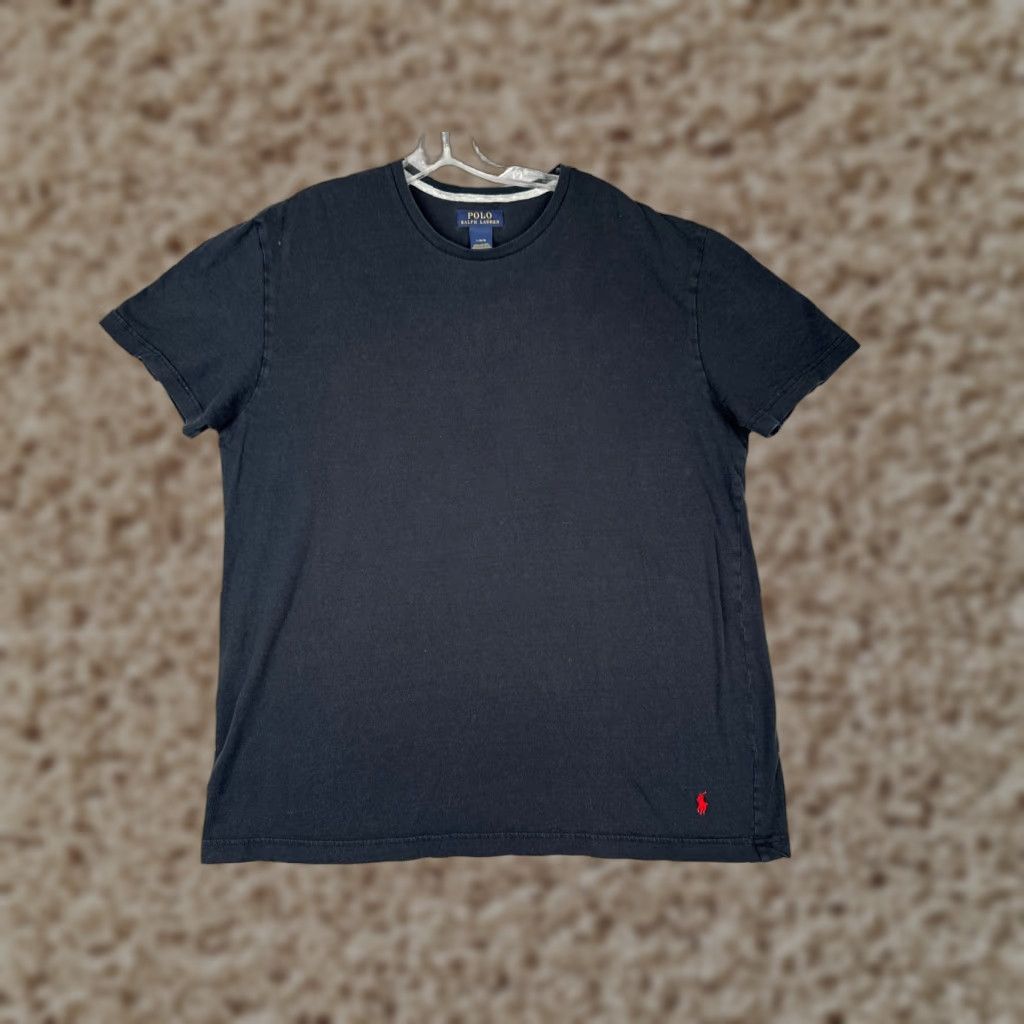 Ralph Lauren VINTAGE Ralph Lauren Shirt Men’s Large Black Crew Neck Cotton Jersey Embroidered Logo 90s Sports American Designer T-Shirt Mens Size US L / EU 52-54 / 3 - 1 Thumbnail