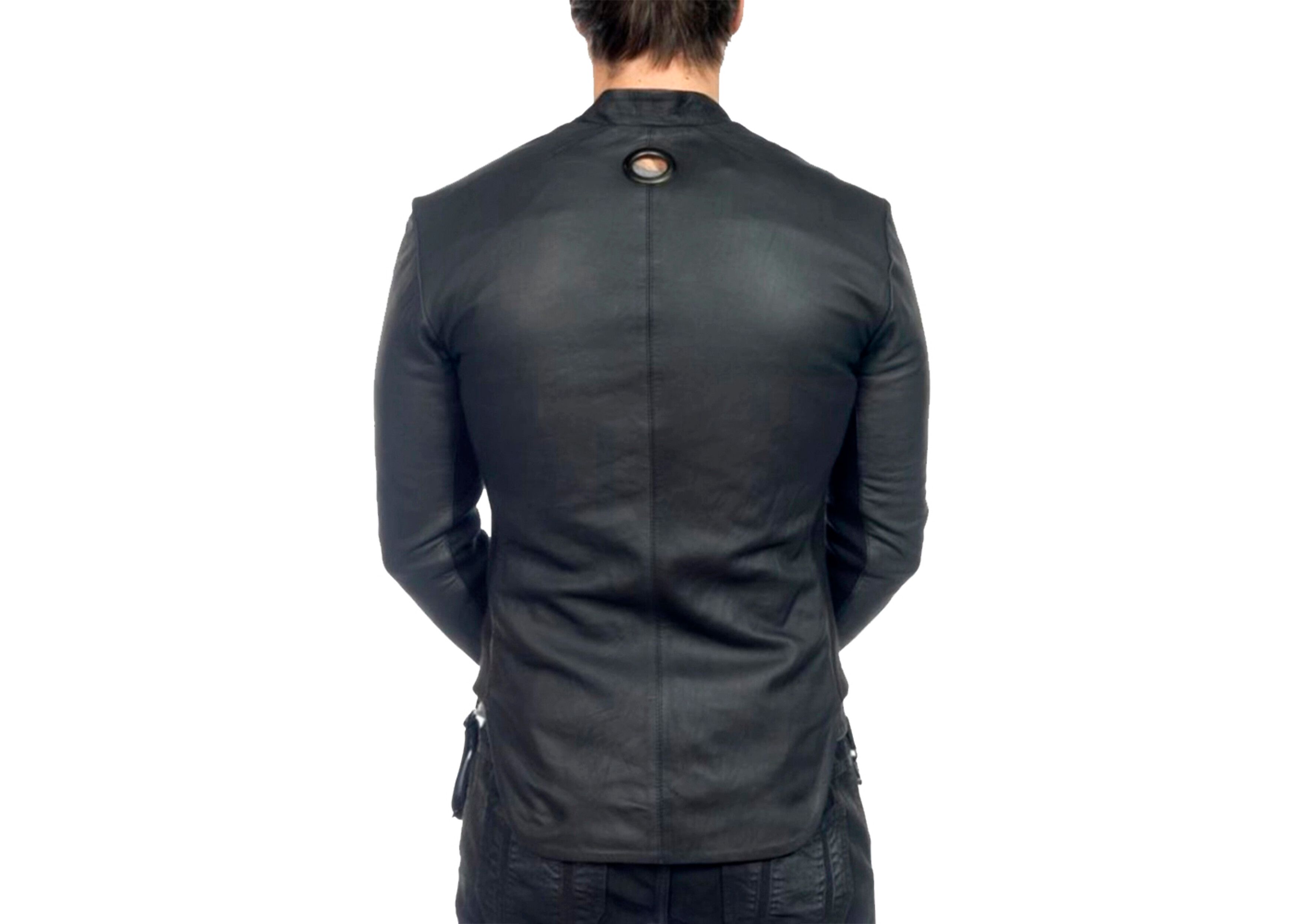 Delusion Delusion futuristic designer men's leather biker jacket Size US XL / EU 56 / 4 - 3 Thumbnail