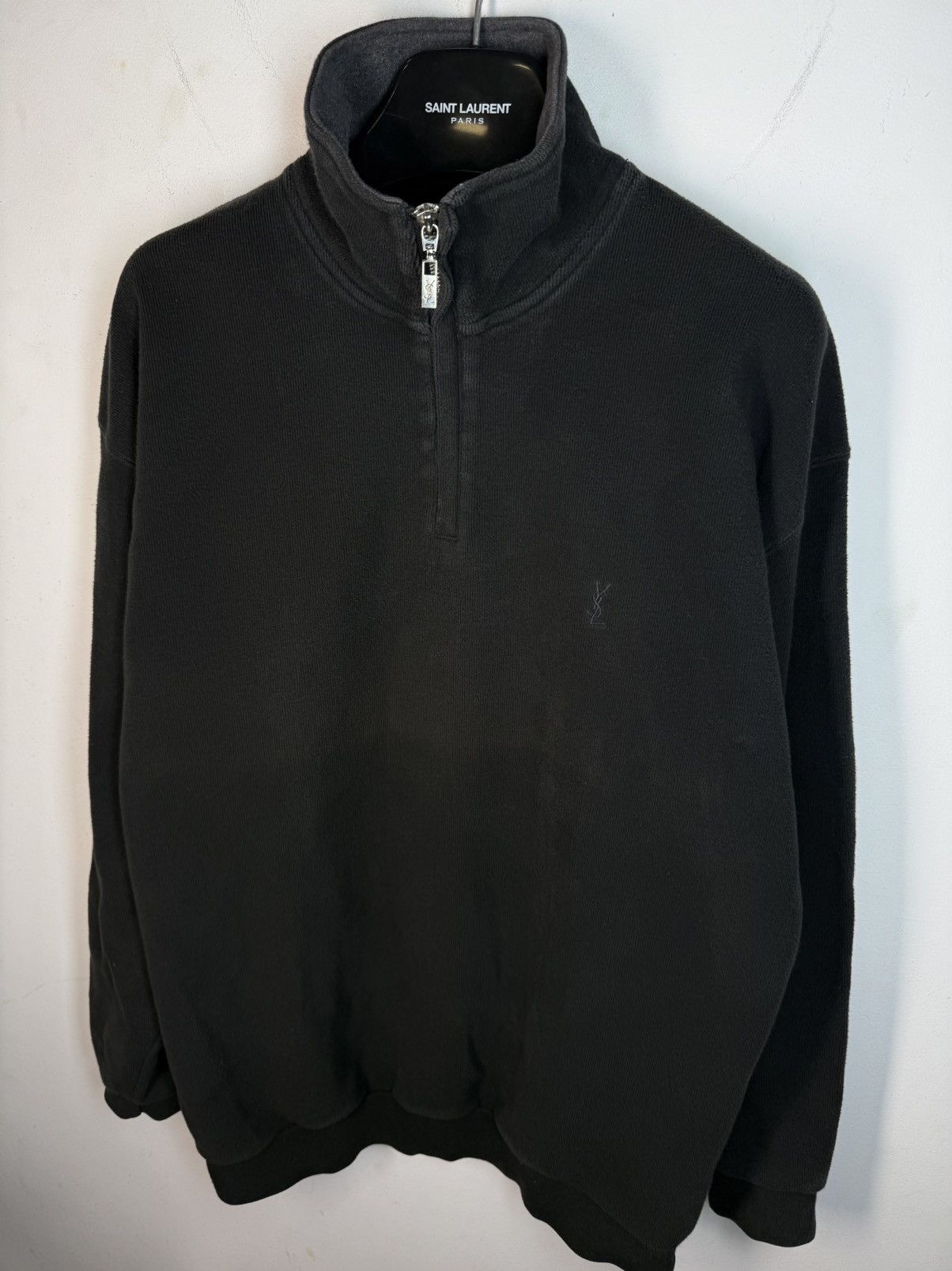 Yves Saint Laurent 90s YSL Sweatshirt 1/4 Quarter Zip Sweater Old Money Vintage Size US L / EU 52-54 / 3 - 21 Thumbnail