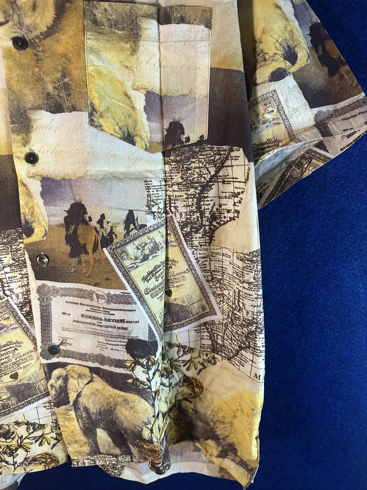 GOA Crazy Rare!!! Vintage 90s Dunlop Safari AOP Shirt GOA style Size US L / EU 52-54 / 3 - 3 Thumbnail