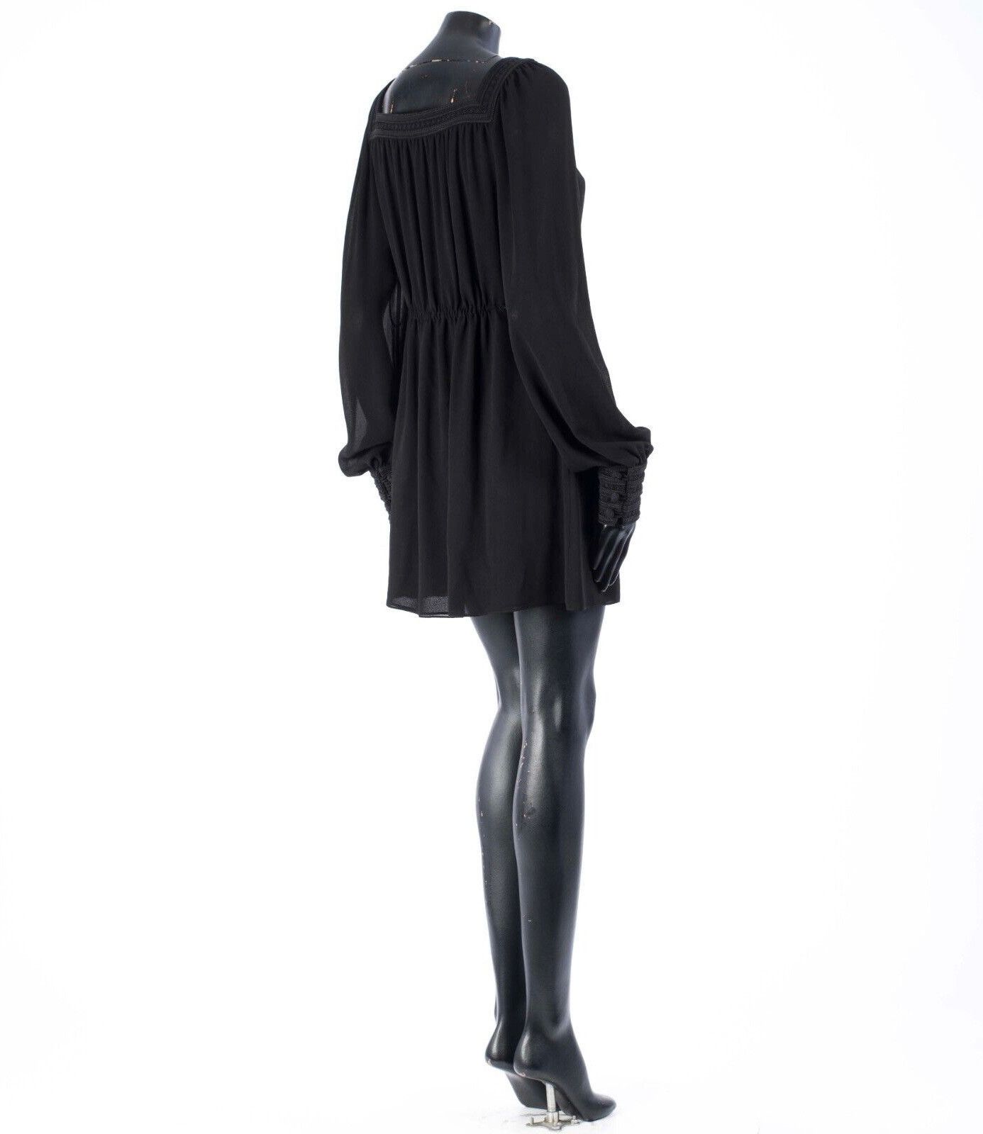 Saint Laurent Paris SAINT LAURENT 3690$ Embroidered Dress In Black Silk Crepe Size S / US 4 / IT 40 - 13 Thumbnail