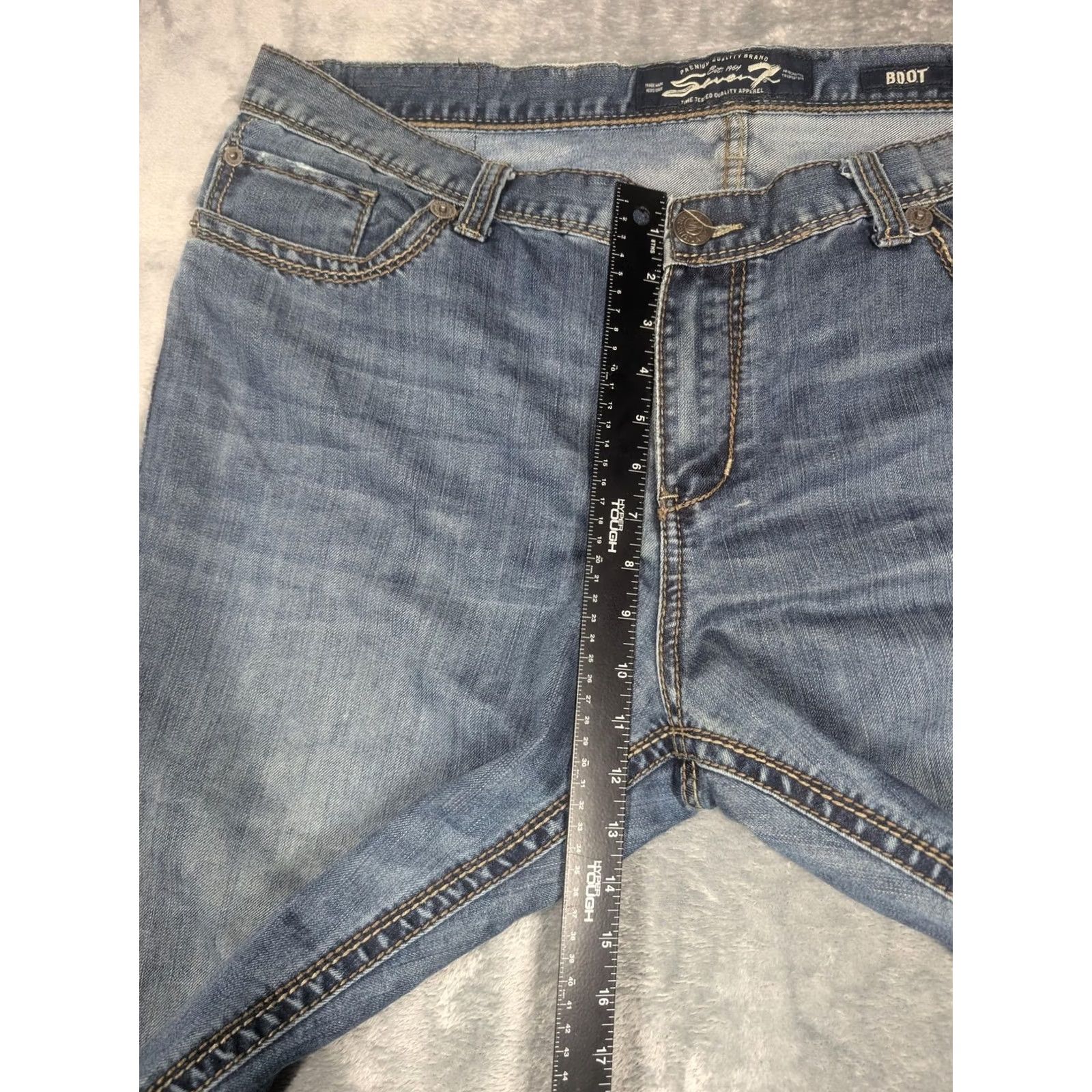 Vintage Seven7 Jeans Mens 40x32 Light Wash Blue Bootcut Denim Zip Fly Back Pockets Size US 40 / EU 56 - 3 Thumbnail