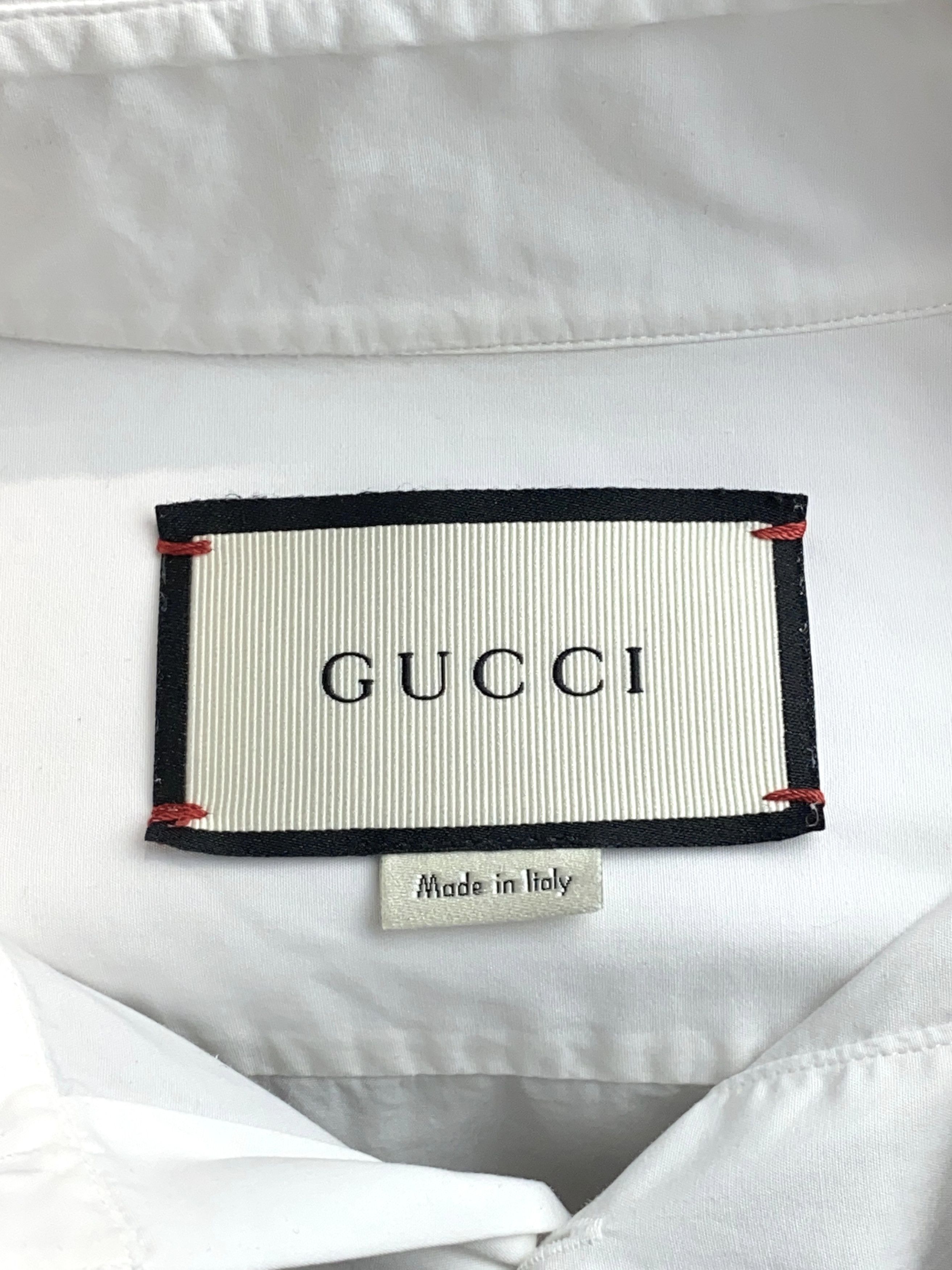 Gucci Gucci White Poplin Long Skinny Formal Classic Dress Shirt Size US L / EU 52-54 / 3 - 11 Thumbnail