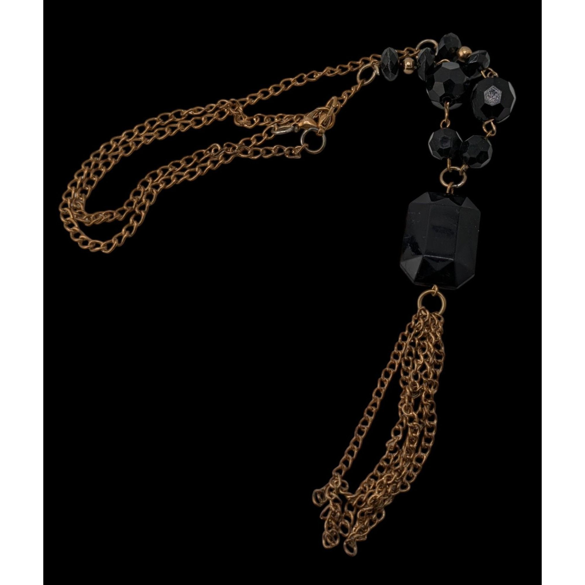 Other Gold-Tone Chain Necklace With Black Beads And Tassel Pendant Size ONE SIZE - 3 Thumbnail
