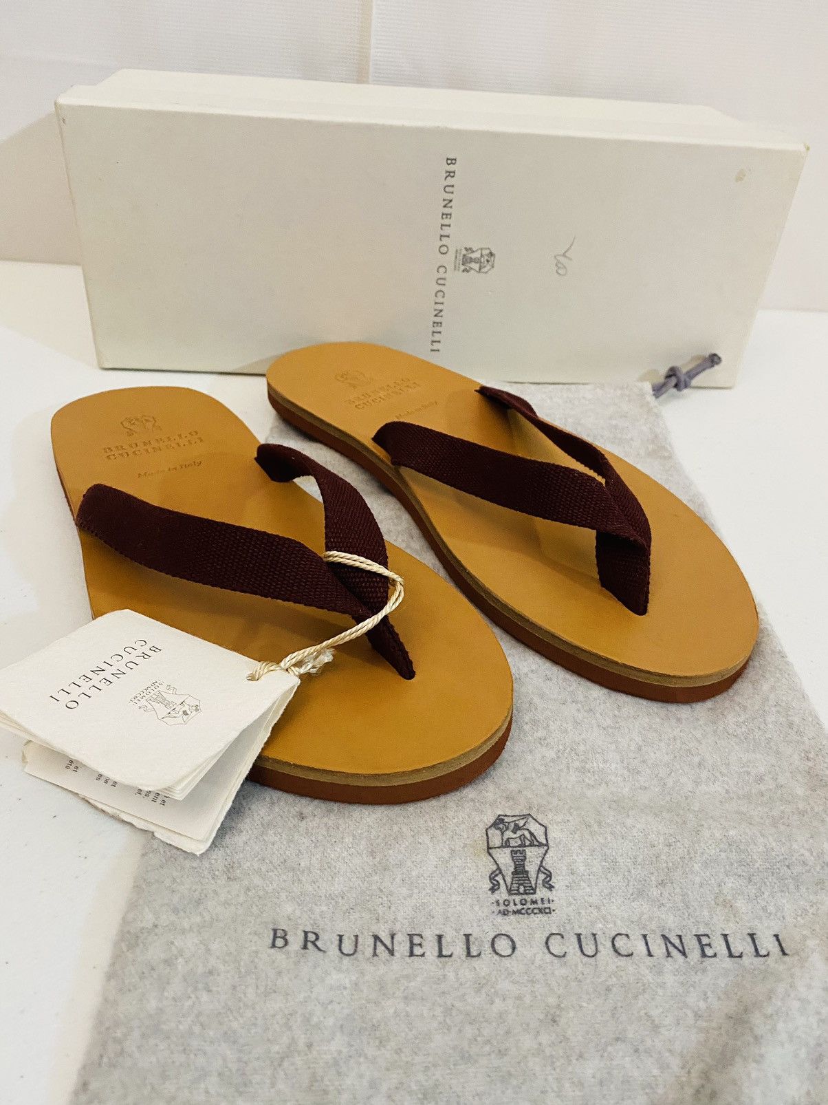 Brunello Cucinelli Brunello Cucinelli 🇮🇹 Dk Red Kanvas Resort Pool Sandal 39 New Size US 9 / IT 39 - 5 Thumbnail