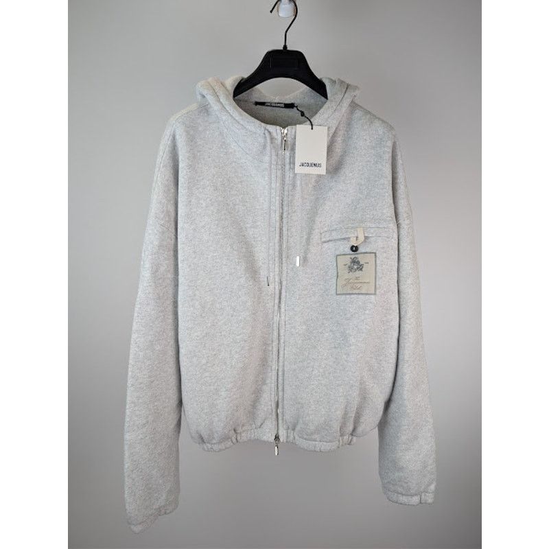 Jacquemus o1rshd1 Oversized Zip-Up Torneo Hoodie in Athletic Club Grey Size US XL / EU 56 / 4 - 2 Thumbnail