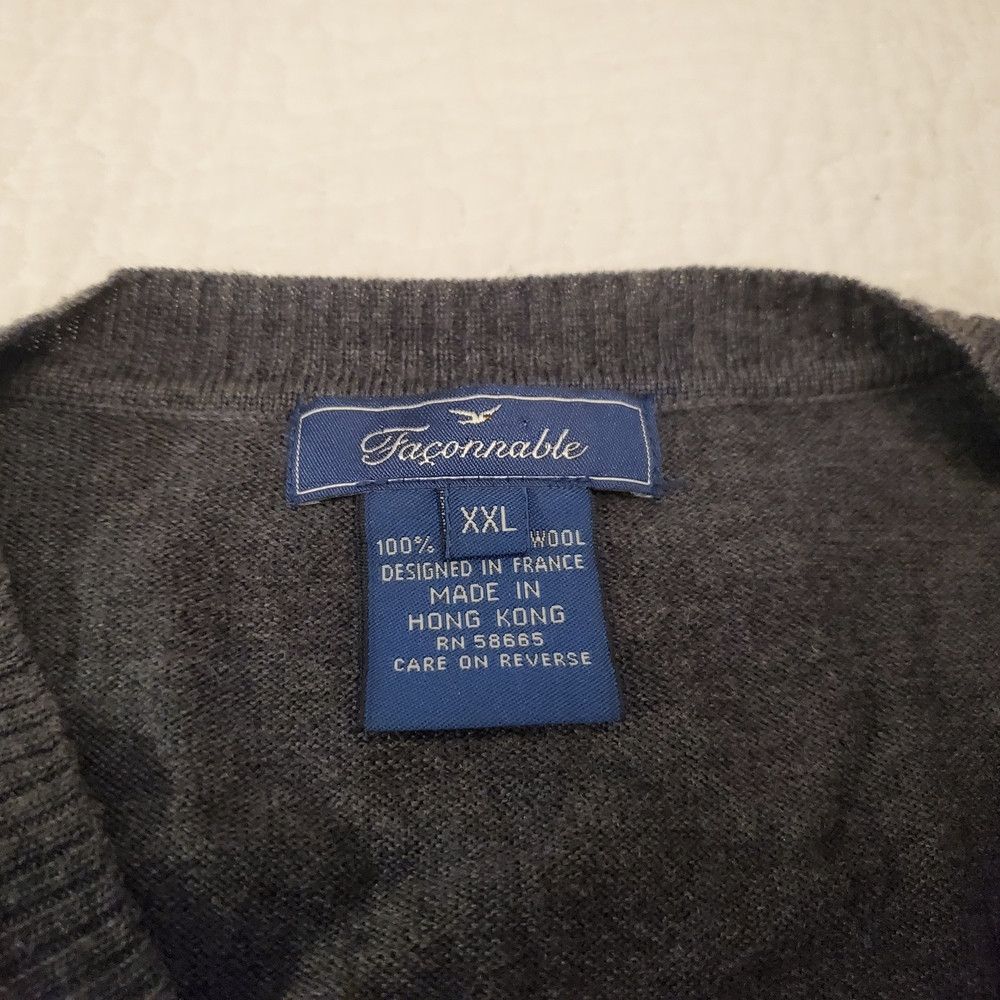 Faconnable Faconnable Charcoal V-Neck Sweater Vest Size US XXL / EU 58 / 5 - 3 Thumbnail