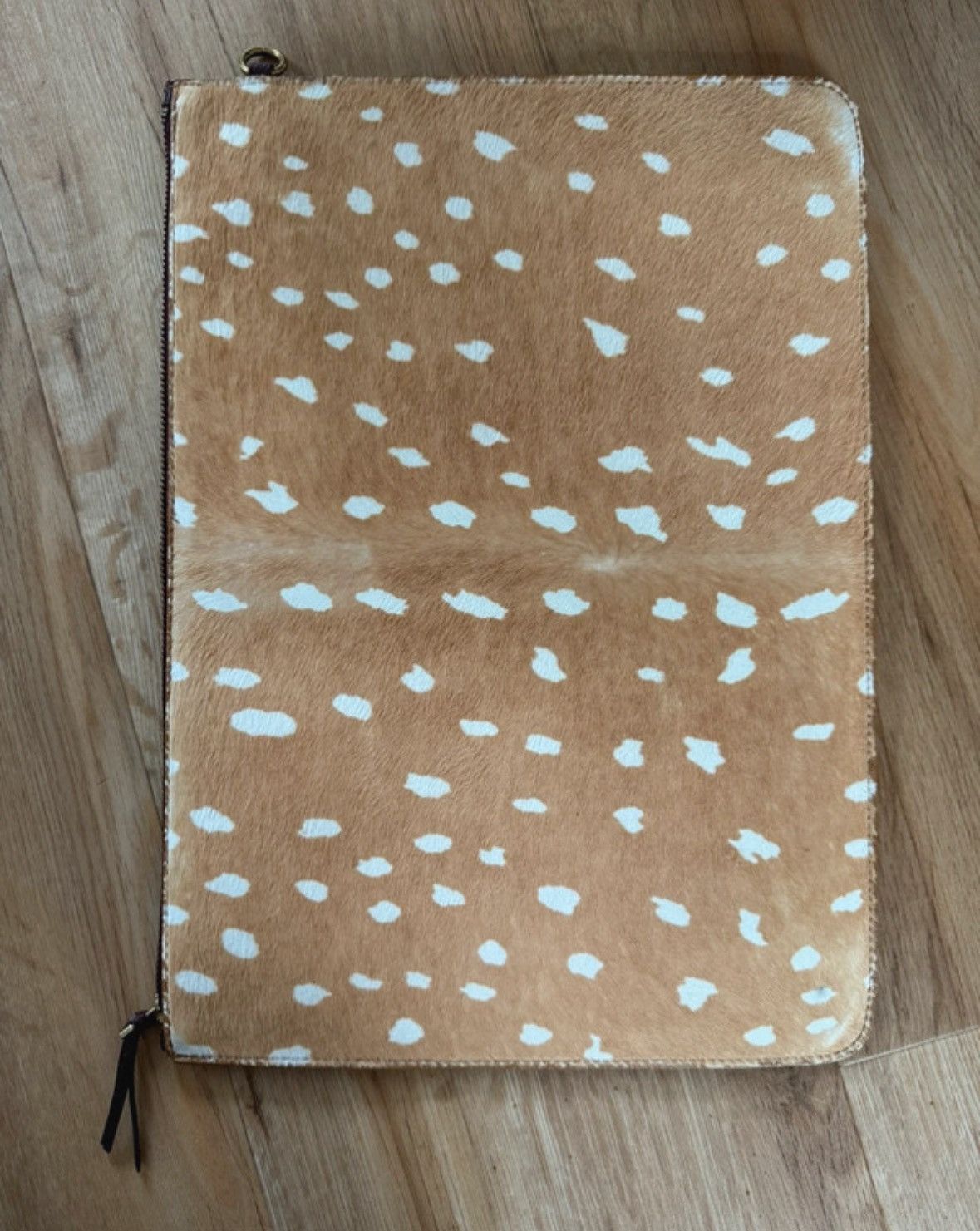 Jerome Dreyfuss Jérôme Dreyfus Camel Leather Clutch with White Leopard Print Size ONE SIZE - 2 Thumbnail
