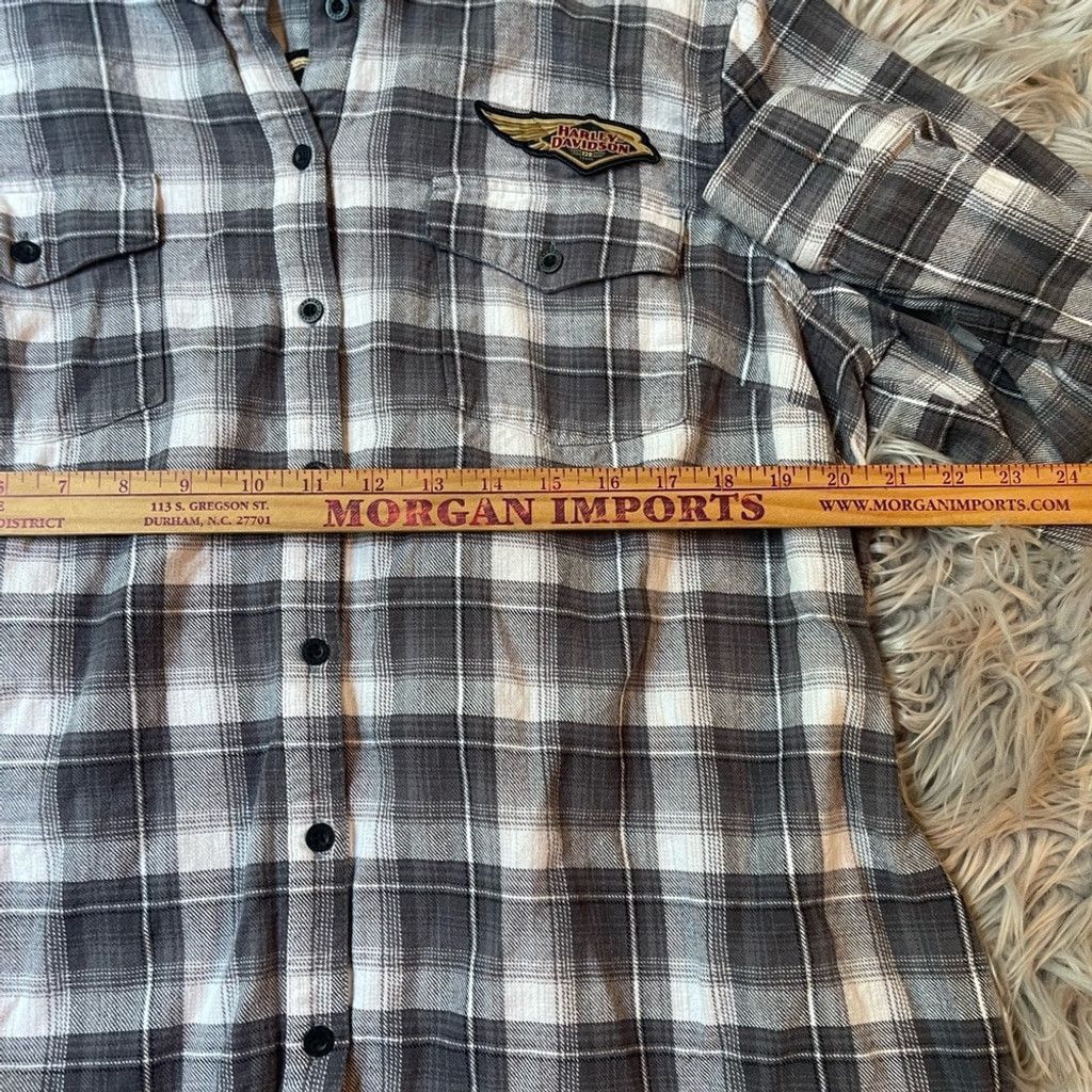 Harley Davidson Harley-Davidson Black White Plaid Shirt w/ Gold Logo 2XL Size XXL / US 16-18 / IT 52-54 - 4 Thumbnail