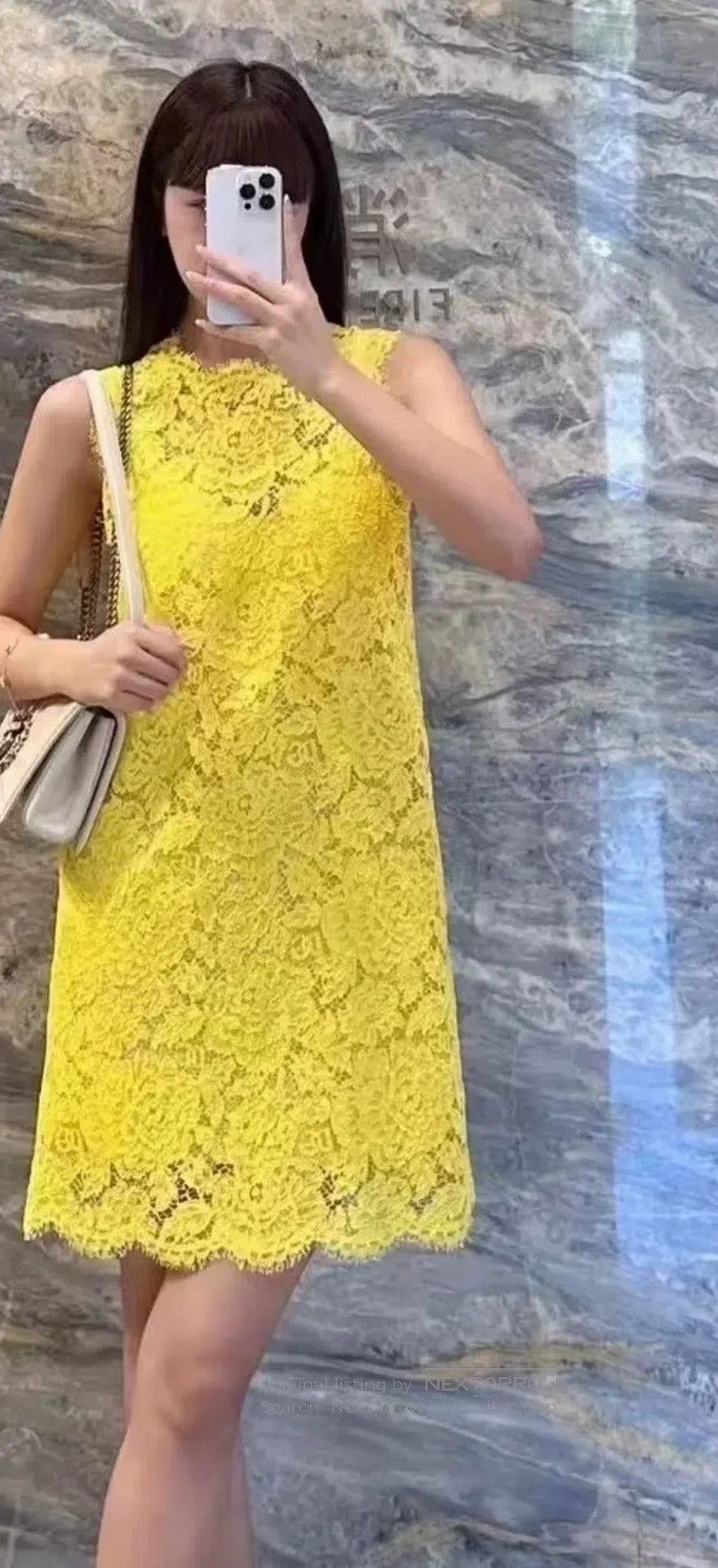 Valentino Yellow lace dress