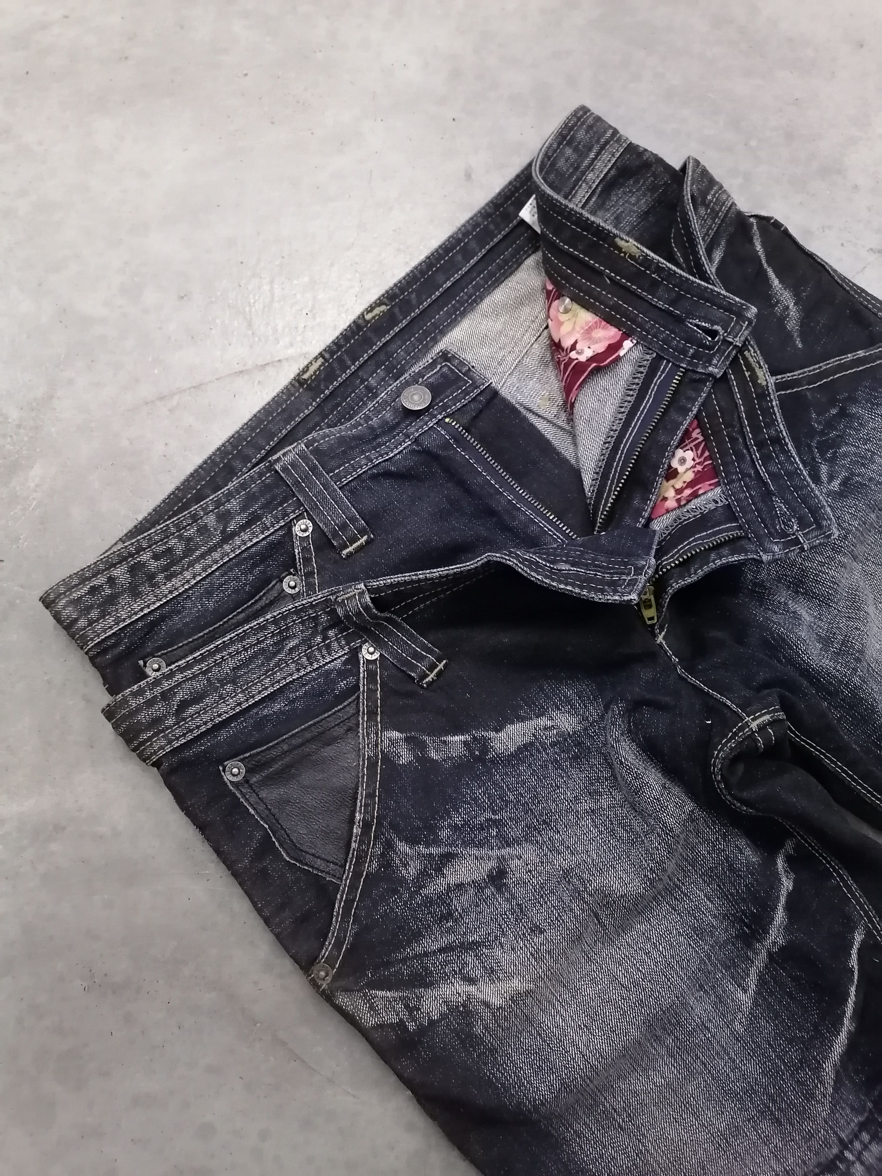 Japanese Brand × PPFM Ppfm Double Waist Re-Cut Distressed Denim Short Pants Size US 33 - 3 Thumbnail