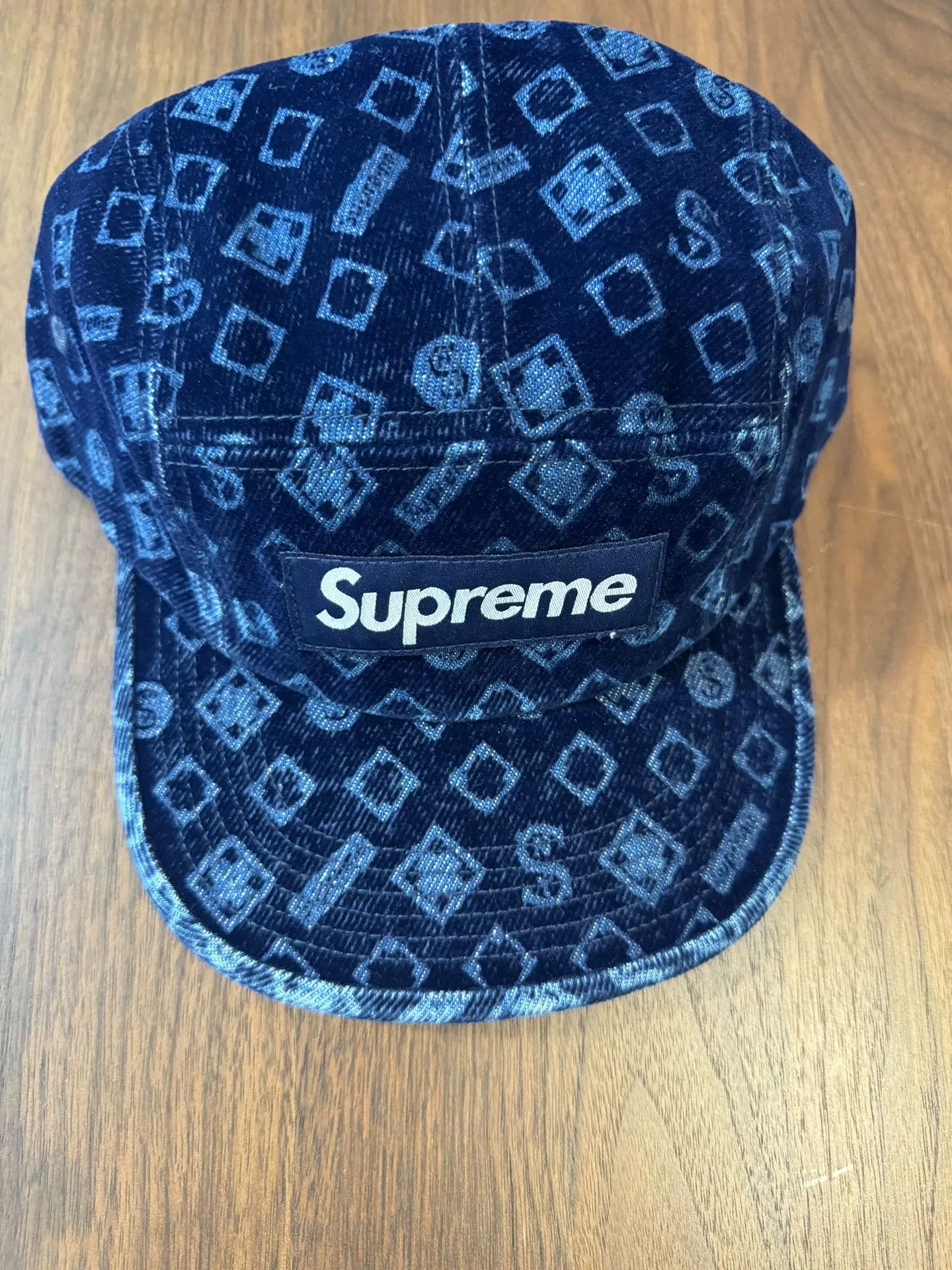Supreme Supreme Frayed Croc Denim Camp Cap Indigo | Grailed