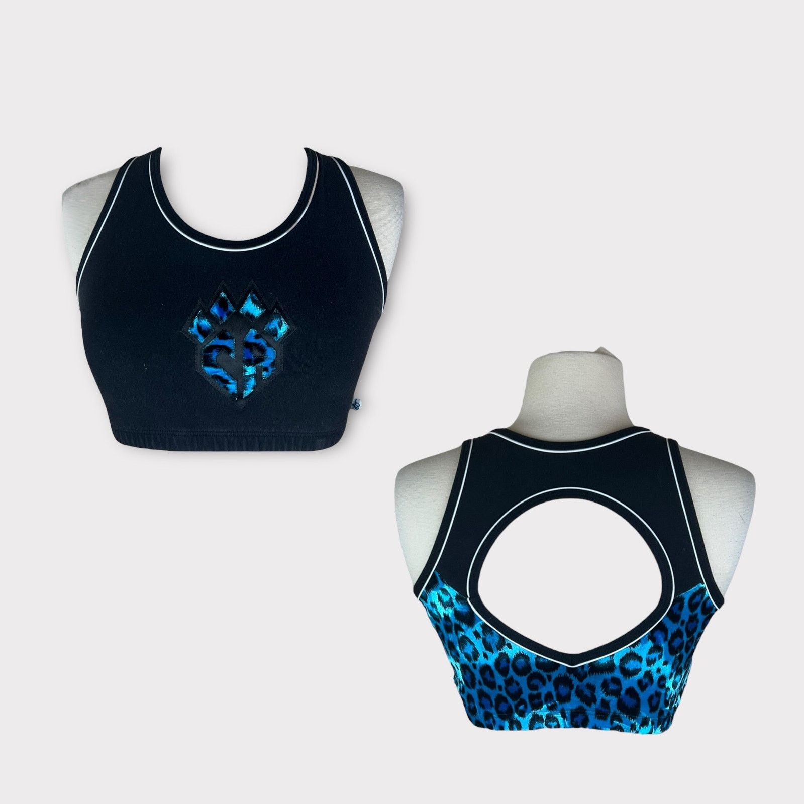 Vintage Cheer Athletics | Claw Sport Bra Velvet Blue Cheetah Print Size ONE SIZE - 9 Thumbnail