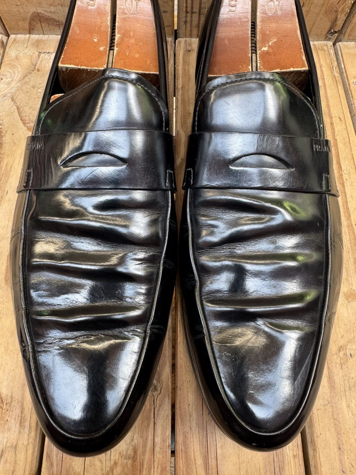 Prada Prada Men’s Penny black Leather Loafers Size Uk 9.5 USA 10.5 Size US 10.5 / EU 43-44 - 5 Thumbnail