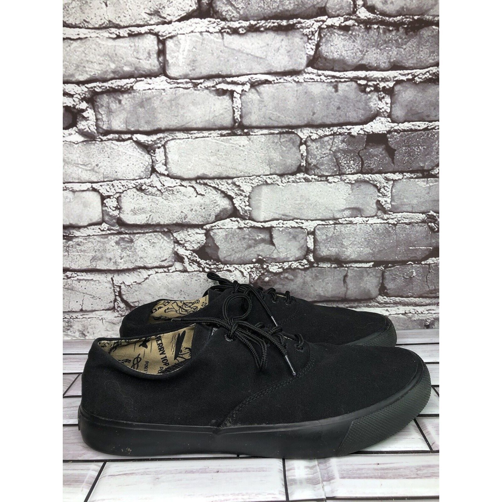 Sperry Sperry STS18438 Black Canvas Fabric Lace Up Casual Shoes Men Size US 10.5 / EU 43-44 - 3 Thumbnail