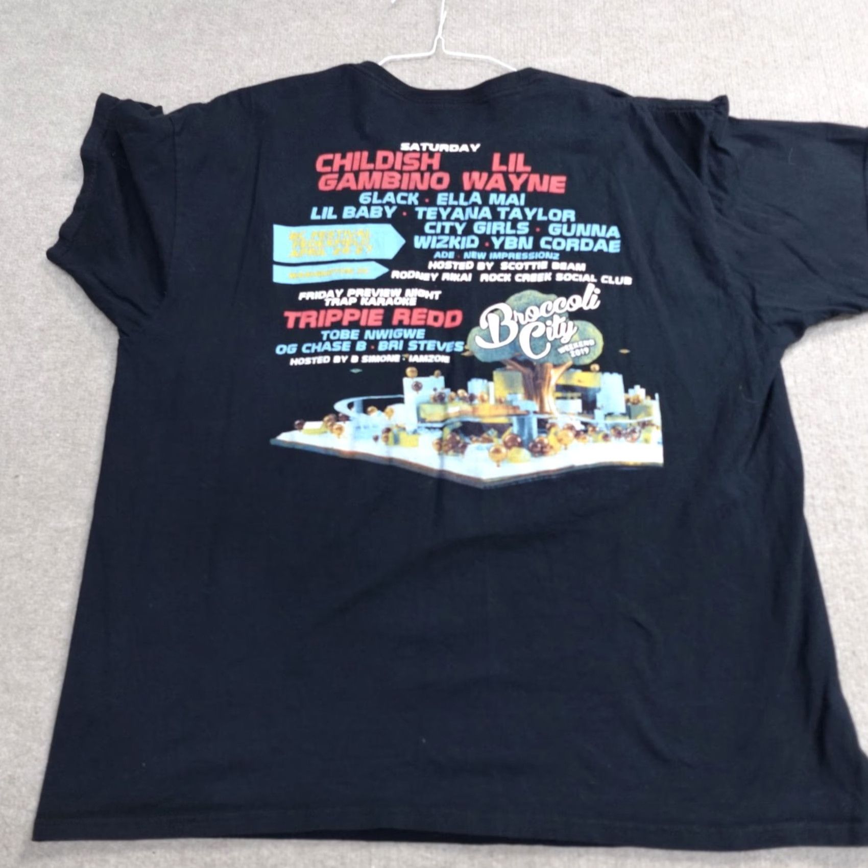 Vintage Broccoli City Shirt XL Black Childish Gambino Lil Wayne Trippie Redd Mens T-Shirt Short Sleeve Crew Neck Jersey Cotton Blend regular Flaw Free 2001? Size US XL / EU 56 / 4 - 5 Thumbnail