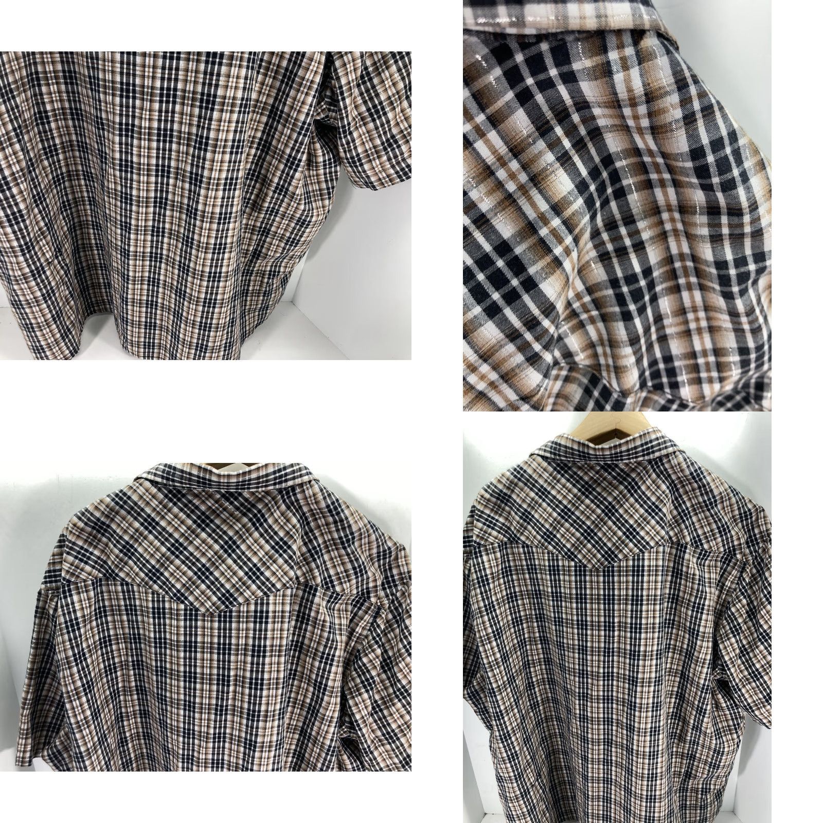 Wrangler Wrangler Shirt Men 3XL Pearl Snap Plaid Short Sleeve Brown Gold Threads Size US XXL / EU 58 / 5 - 8 Thumbnail