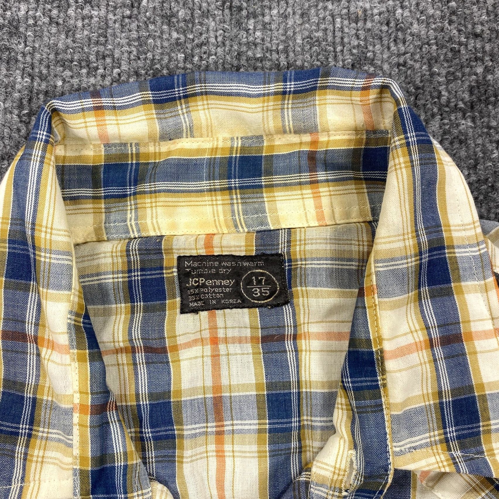 JCPenney VINTAGE JCPenney Shirt Mens XL Beige Plaid Long Sleeve Snap Button Up Pockets Size US XL / EU 56 / 4 - 4 Thumbnail