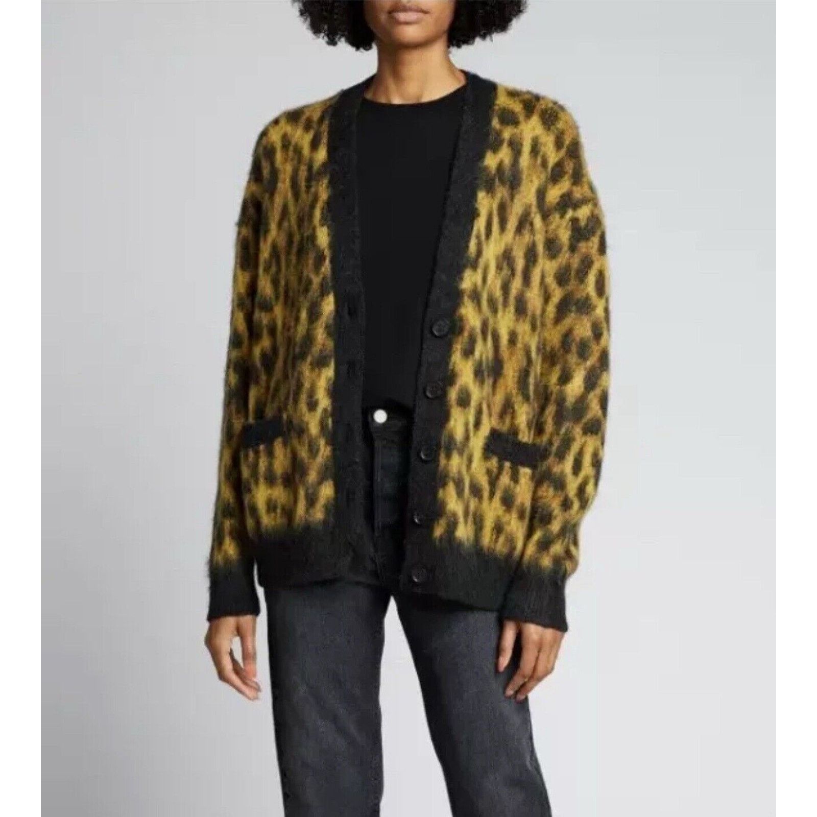 RE/DONE Re/Done 90’s Oversized Cardigan Sweater Color Yell/Blk Size S / US 4 / IT 40 - 1 Thumbnail